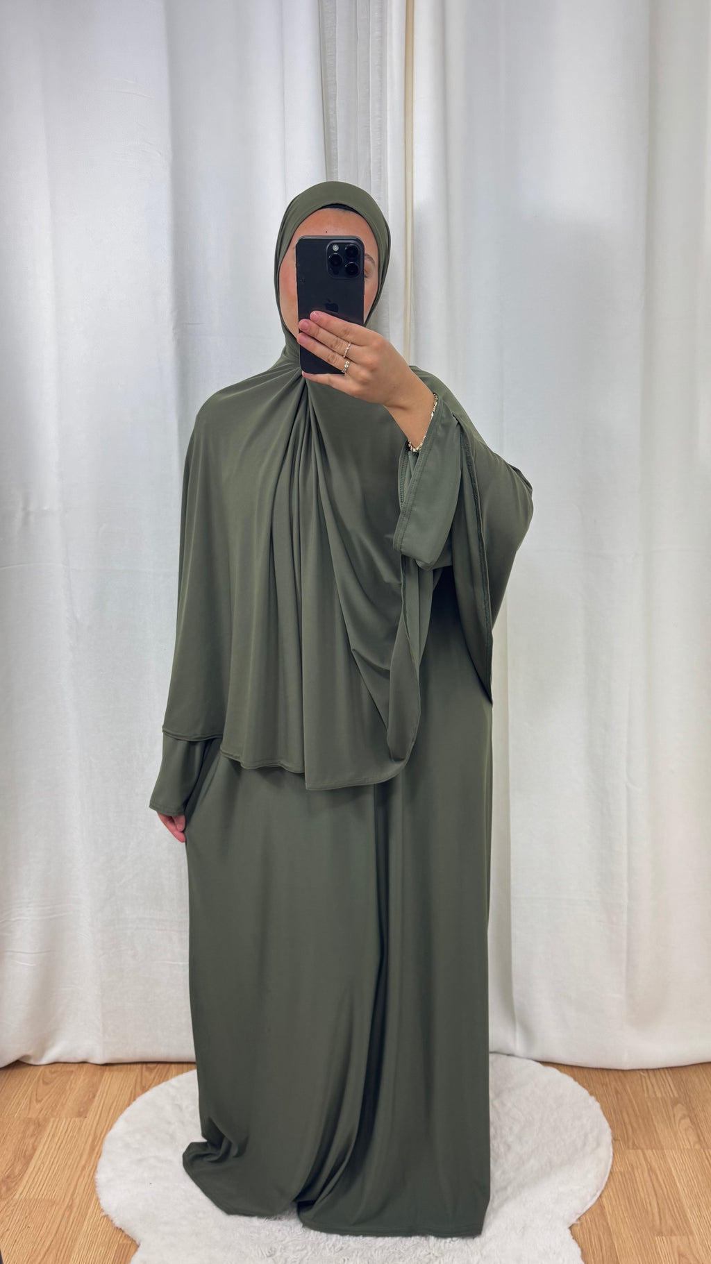 SET ABAYA KHIMAR JERSEY PREMIUM DE LUXE - KAKI