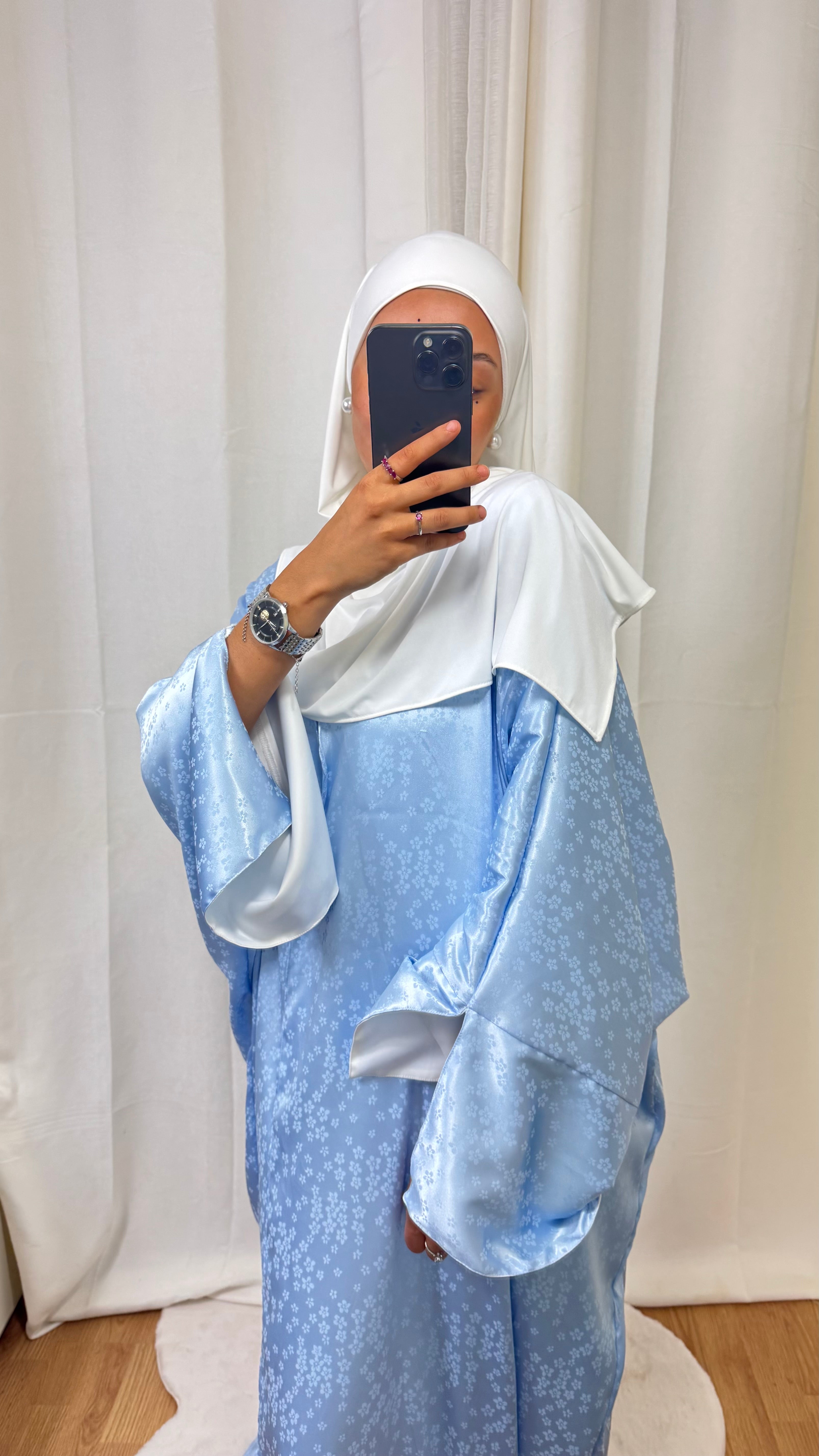 KIMONO CRÉATION FLEUR - BLEU CIEL
