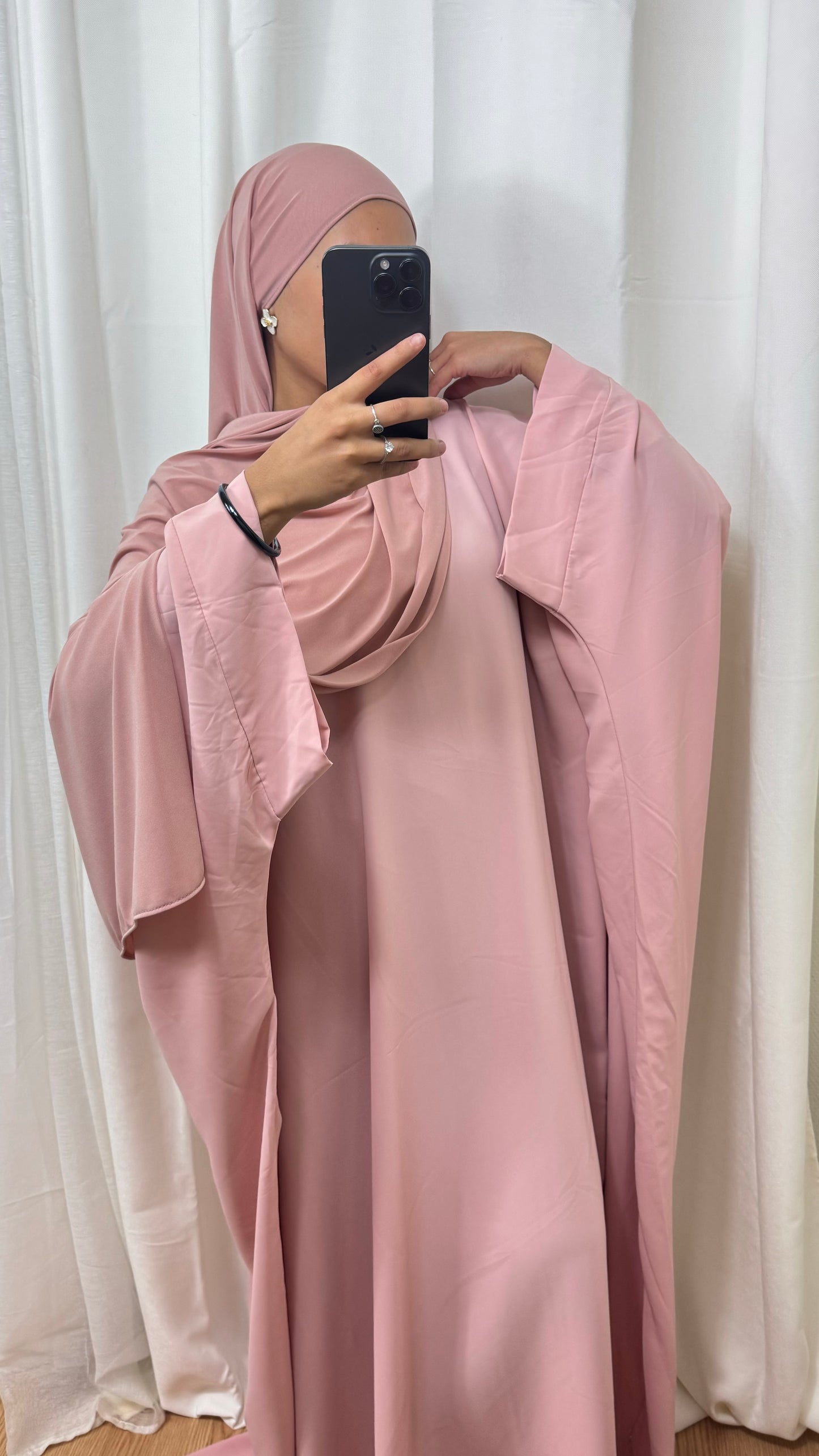 ABAYA SAOUDIENNE ELEGANCE - ROSE SAUMON