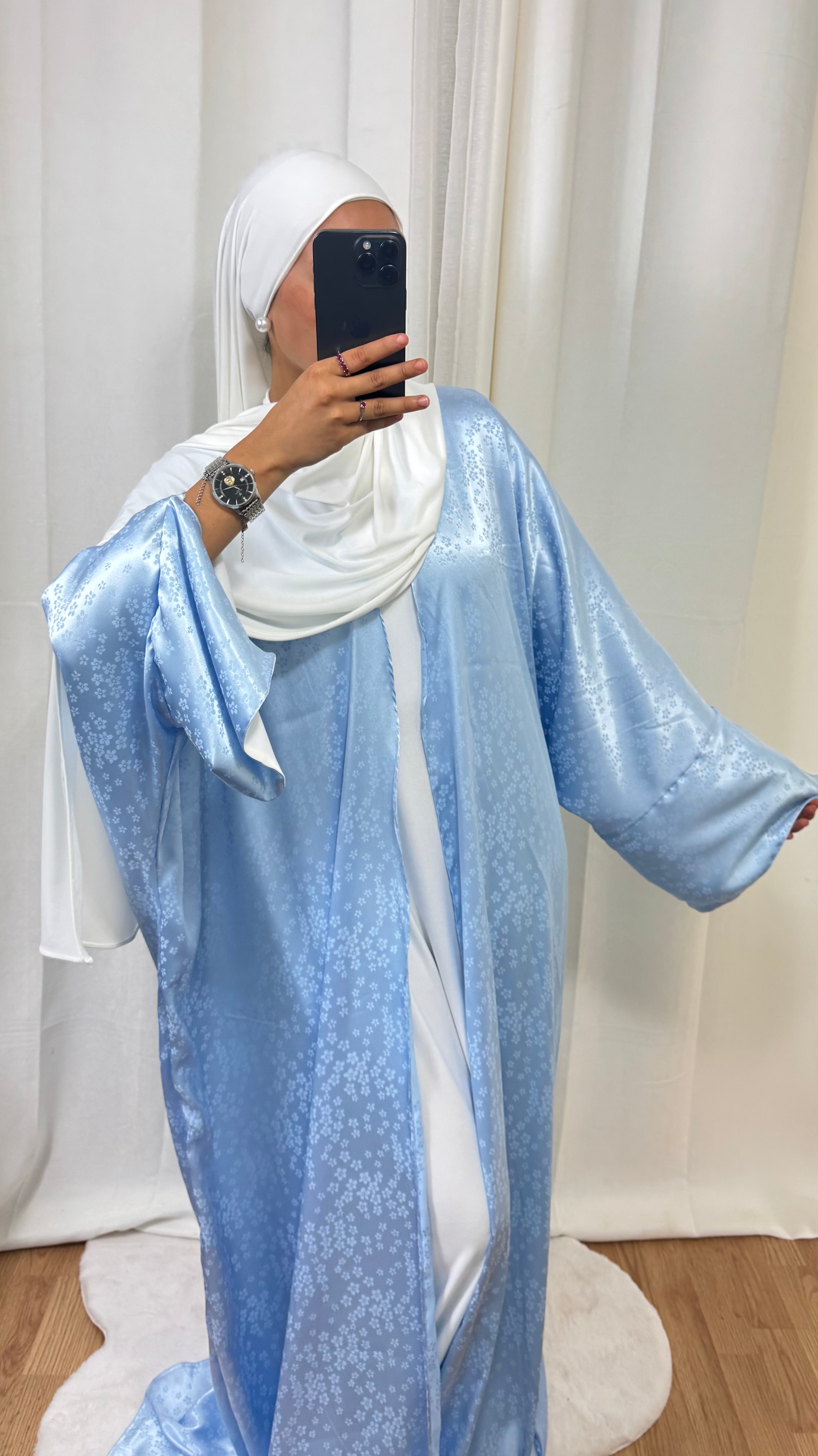 KIMONO CRÉATION FLEUR - BLEU CIEL