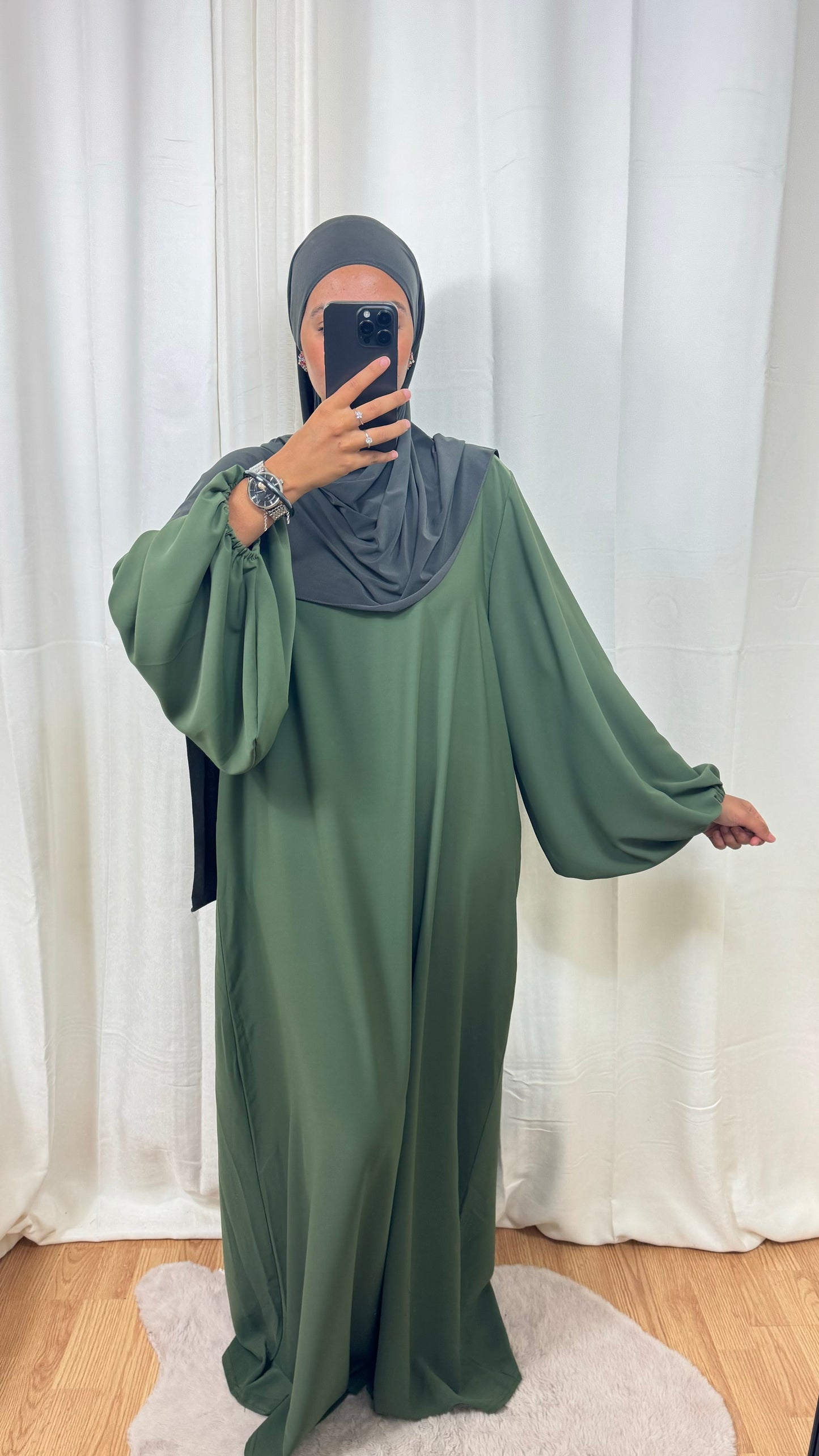 ABAYA MANCHE BALLON - KAKI