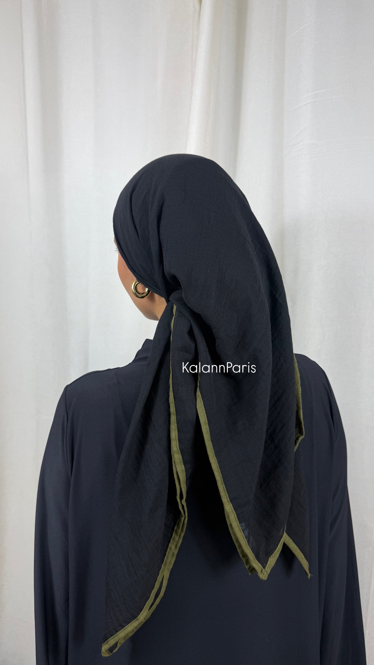 CARRÉ COTON BICOLORE - NOIR OLIVE