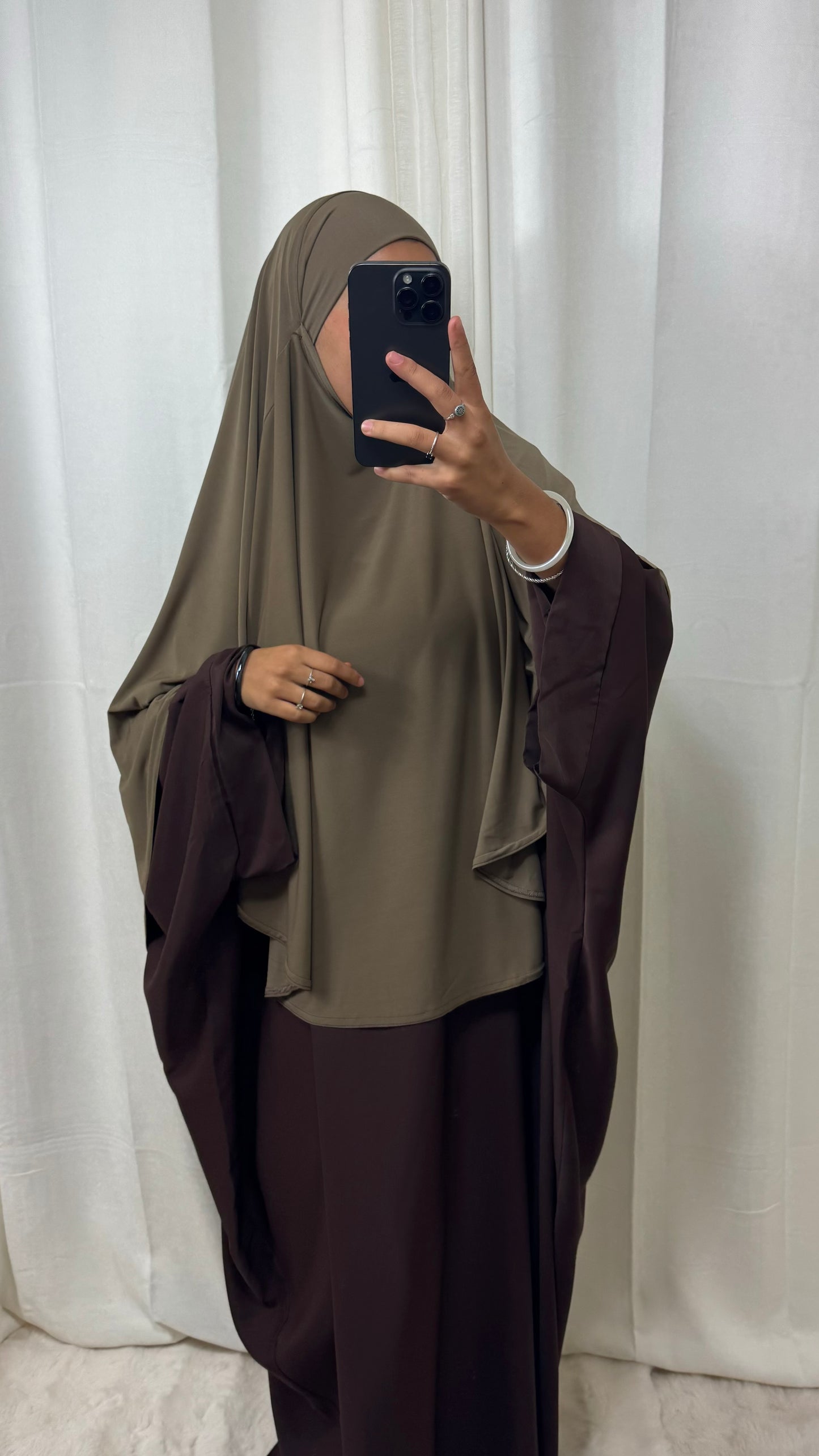 KHIMAR JERSEY MI LONG - TAUPE