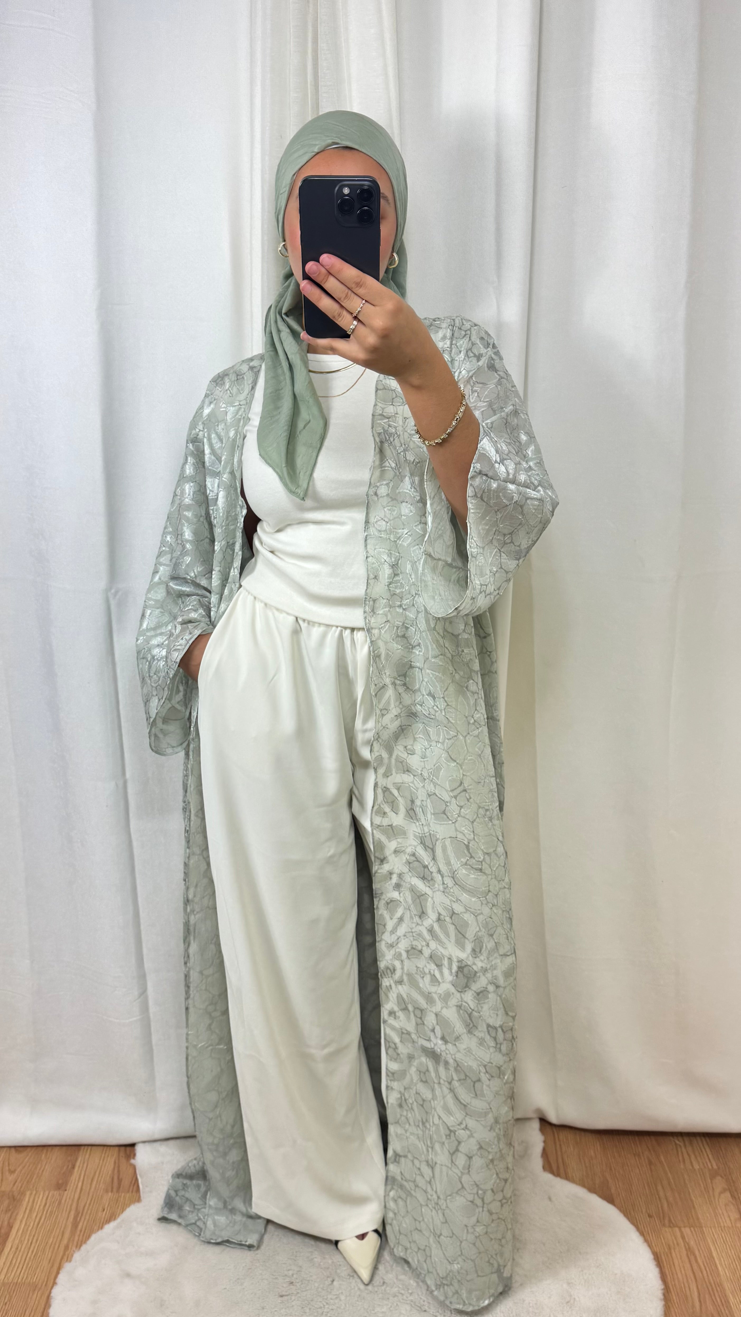 CRÉATION KIMONO DENTELLE - VERT D’EAU