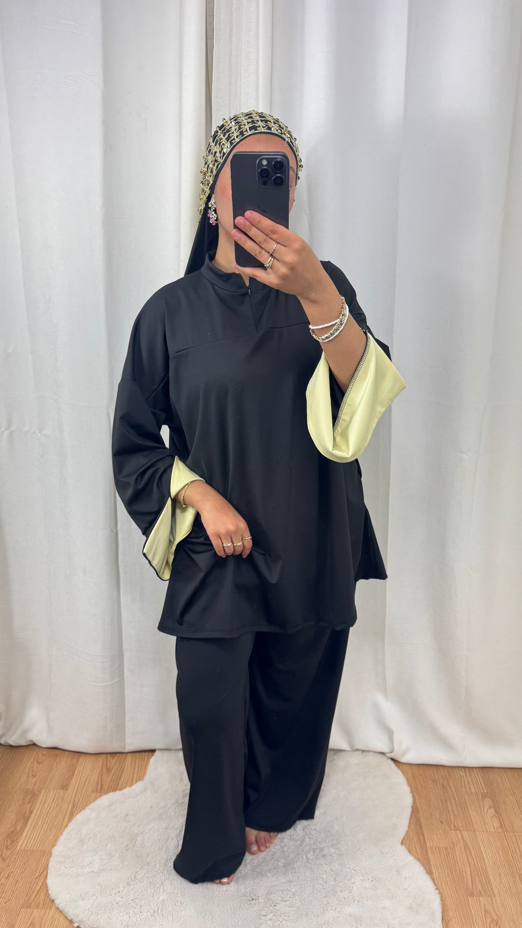 BURKINI BICOLORE + HIJAB - JAUNE PASTEL