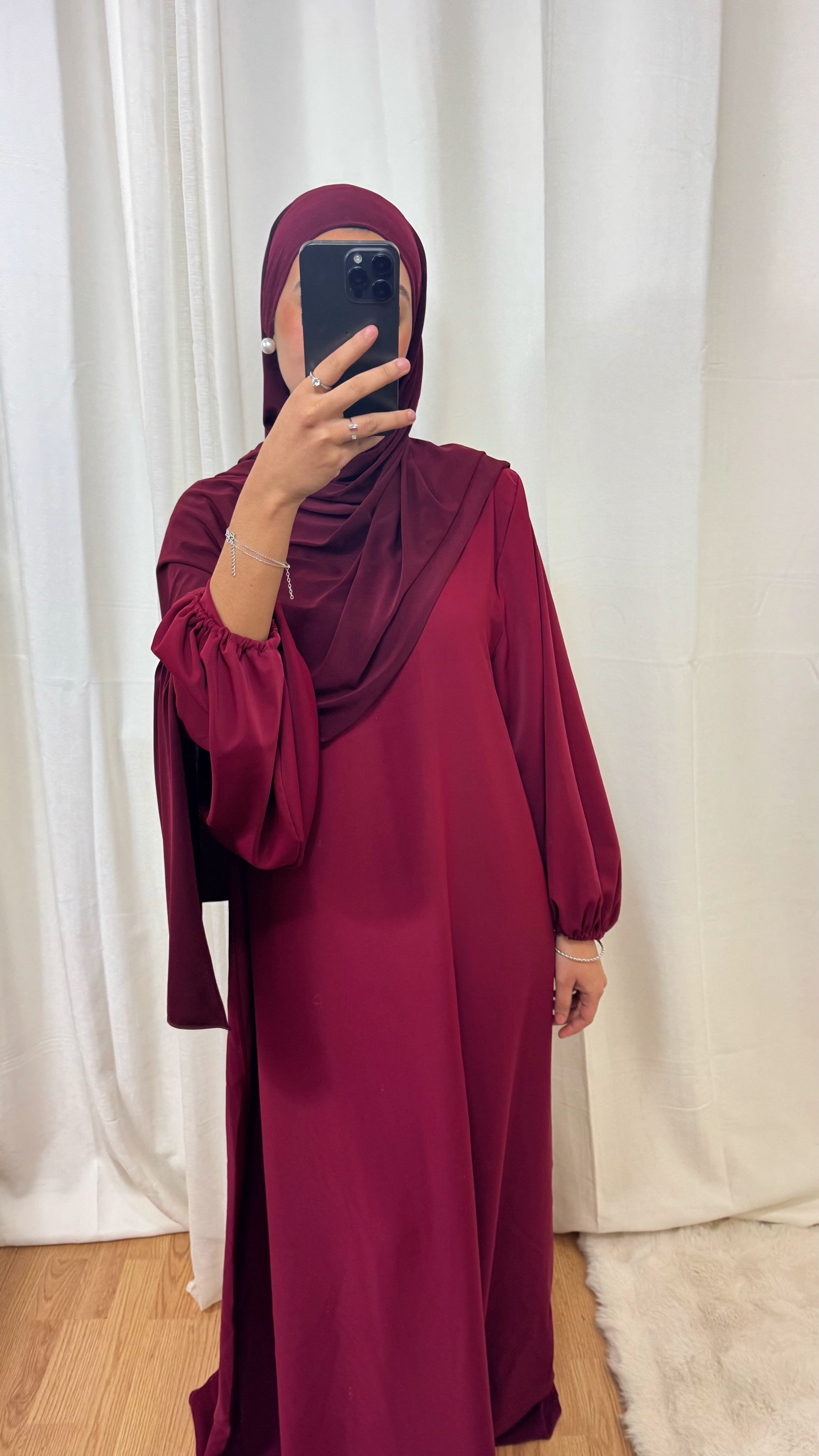 ABAYA MANCHE BALLON - BORDEAUX