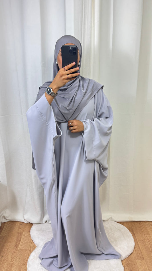 ABAYA SAOUDIENNE ELEGANCE - GRIS CLAIR