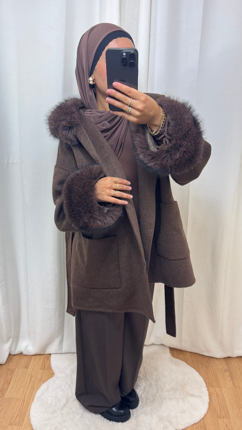 MANTEAU EN LAINE - MARRON