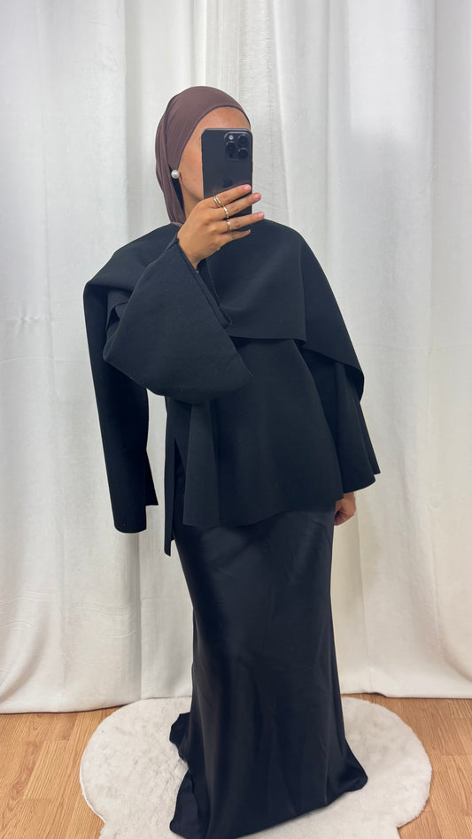 VESTE CAPE - NOIR