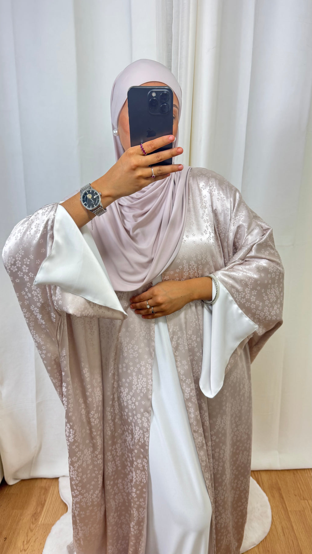 KIMONO CRÉATION FLEUR - ROSE POUDRÉ