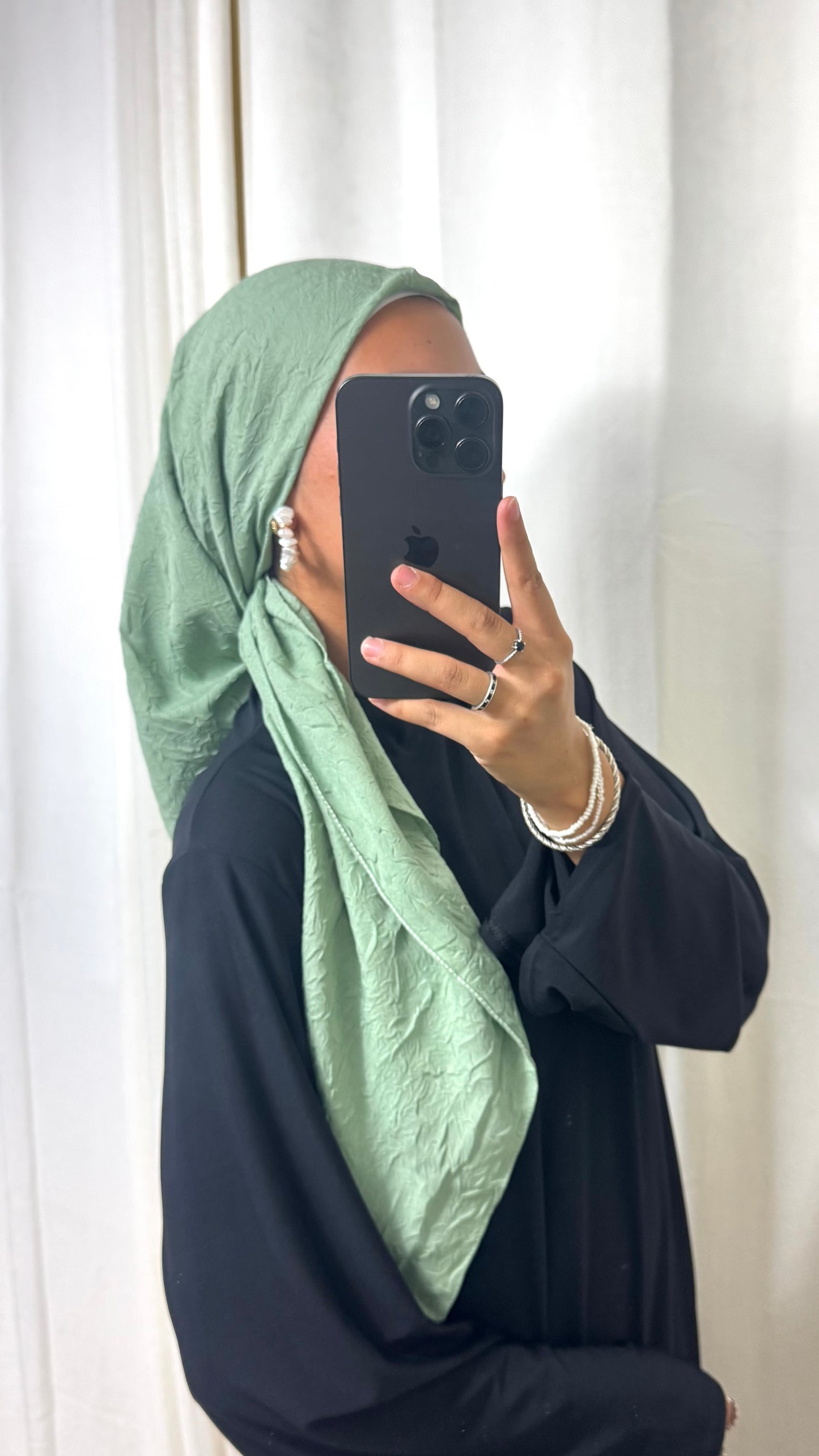 CARRÉ COTON BAMBOO - VERT D’EAU