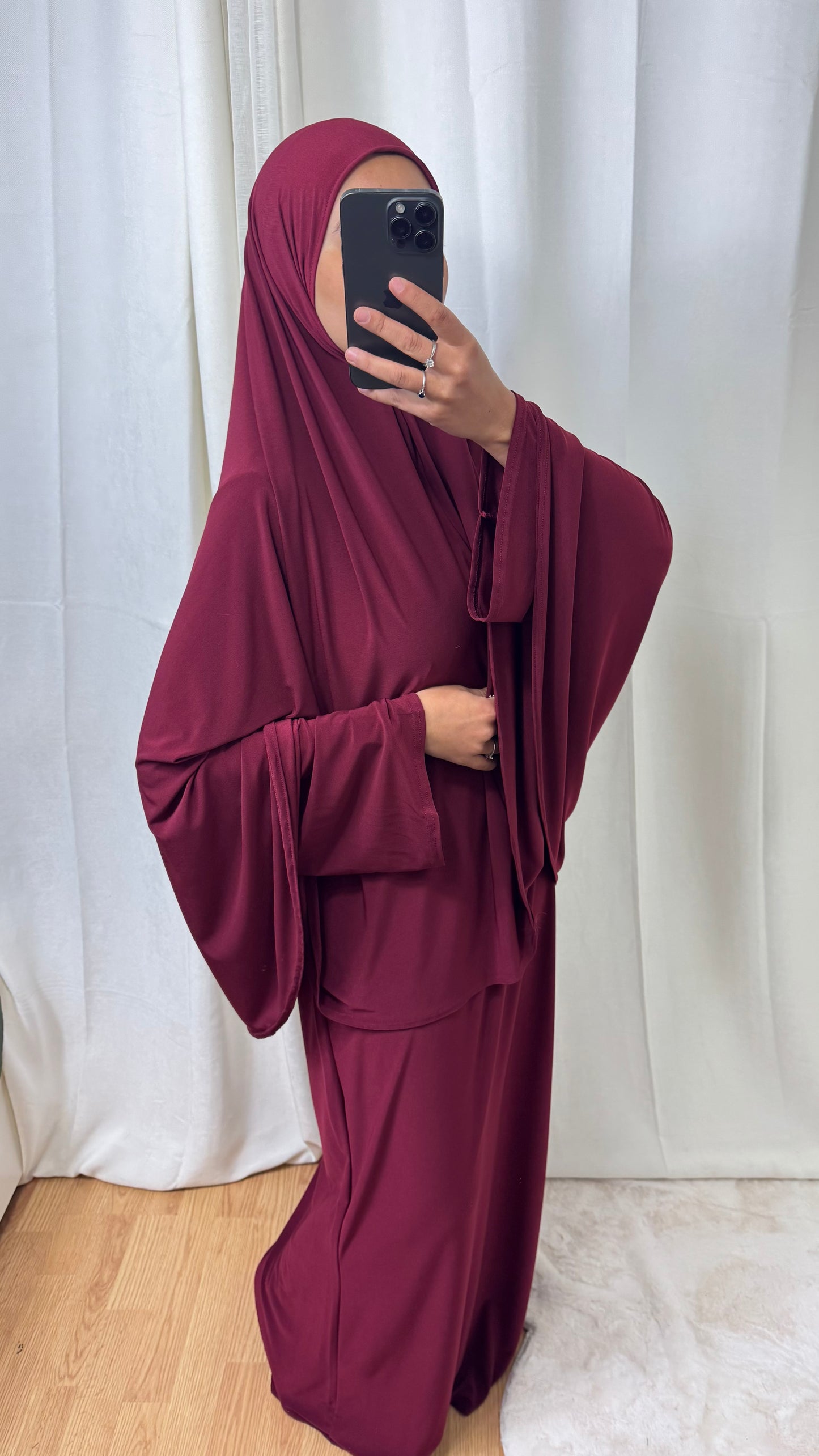 SET ABAYA KHIMAR JERSEY PREMIUM DE LUXE - BORDEAUX