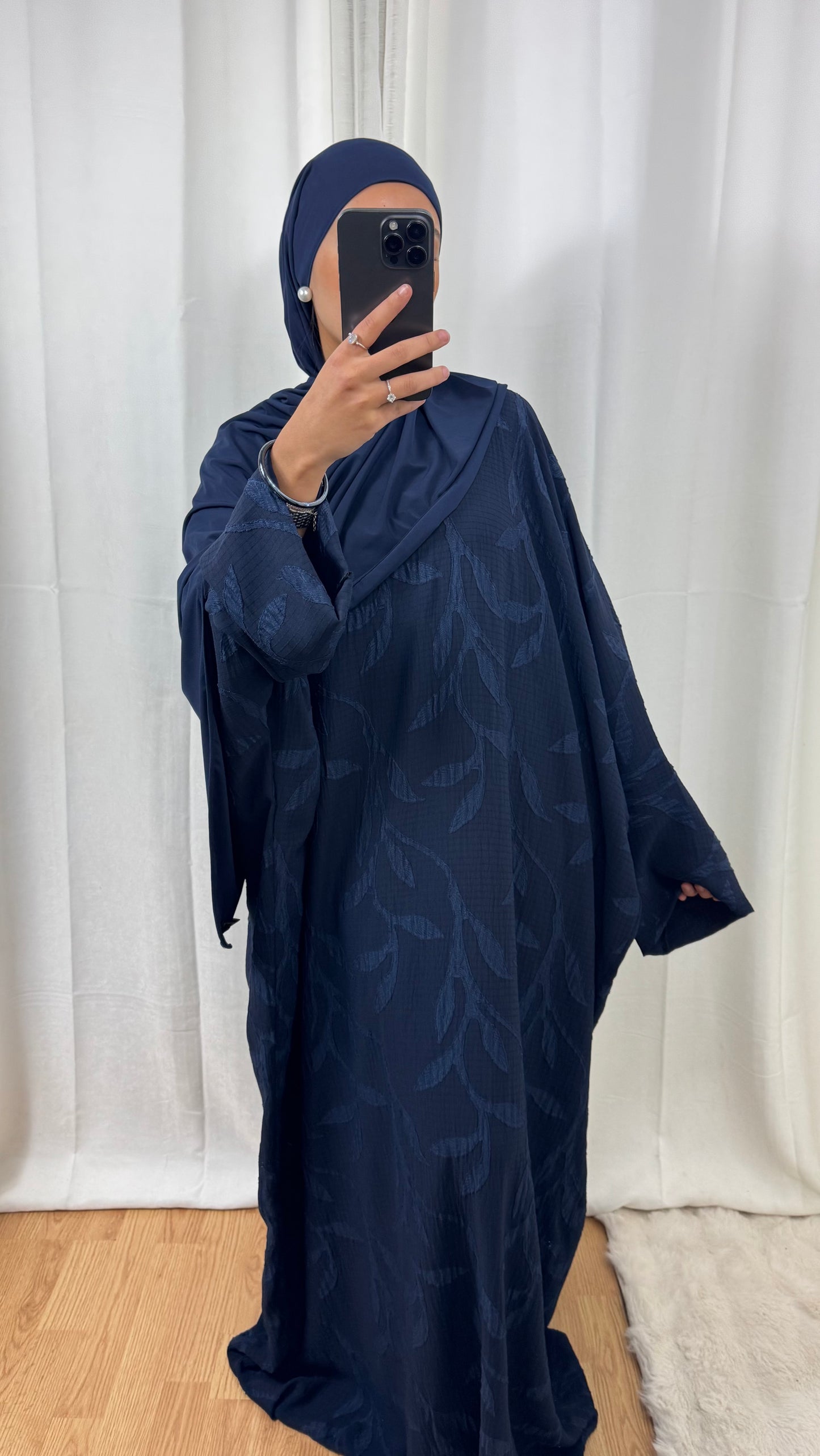 ABAYA FLORA - BLEU MARINE