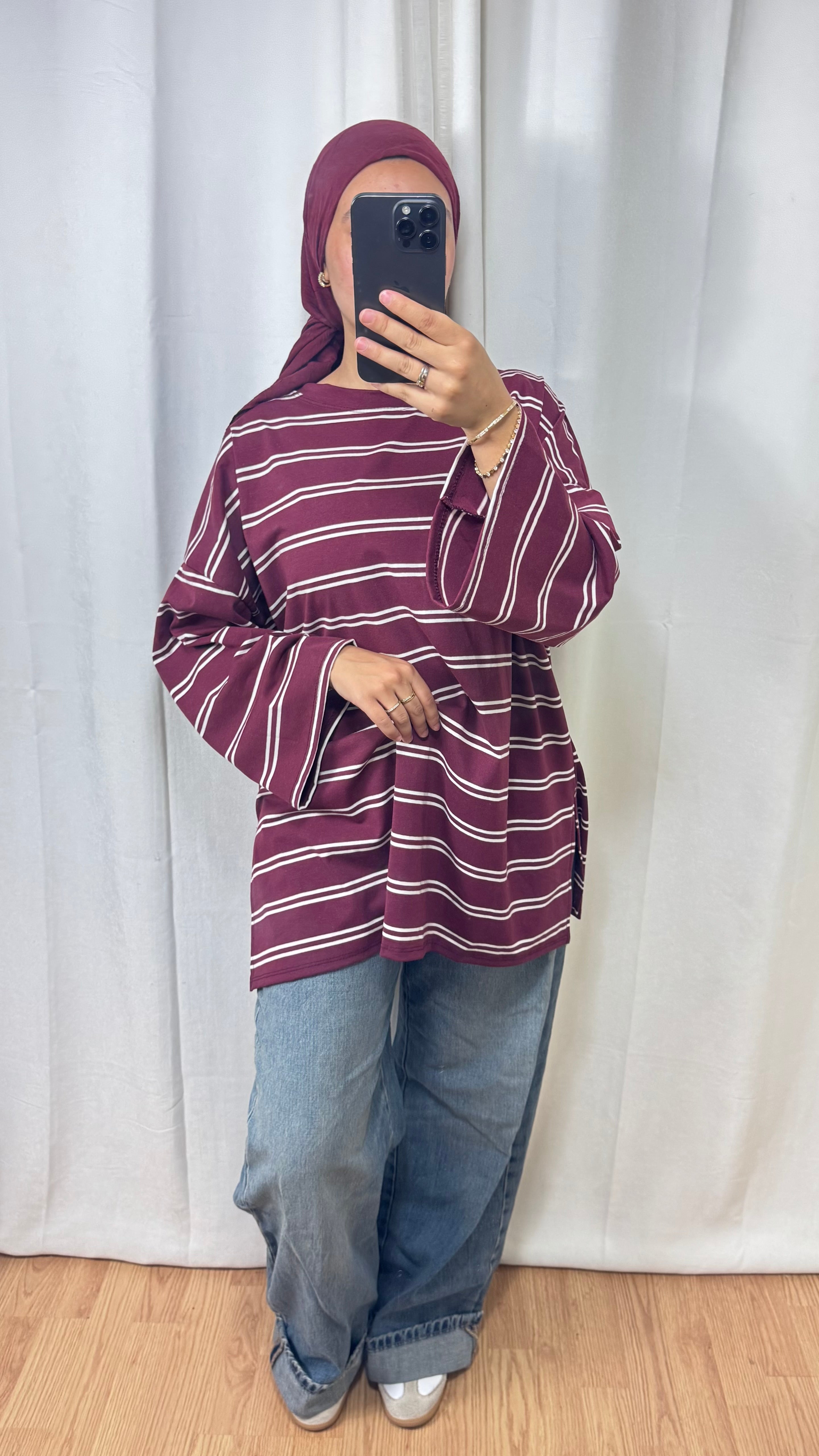 T-SHIRT RAYÉ  - BORDEAUX