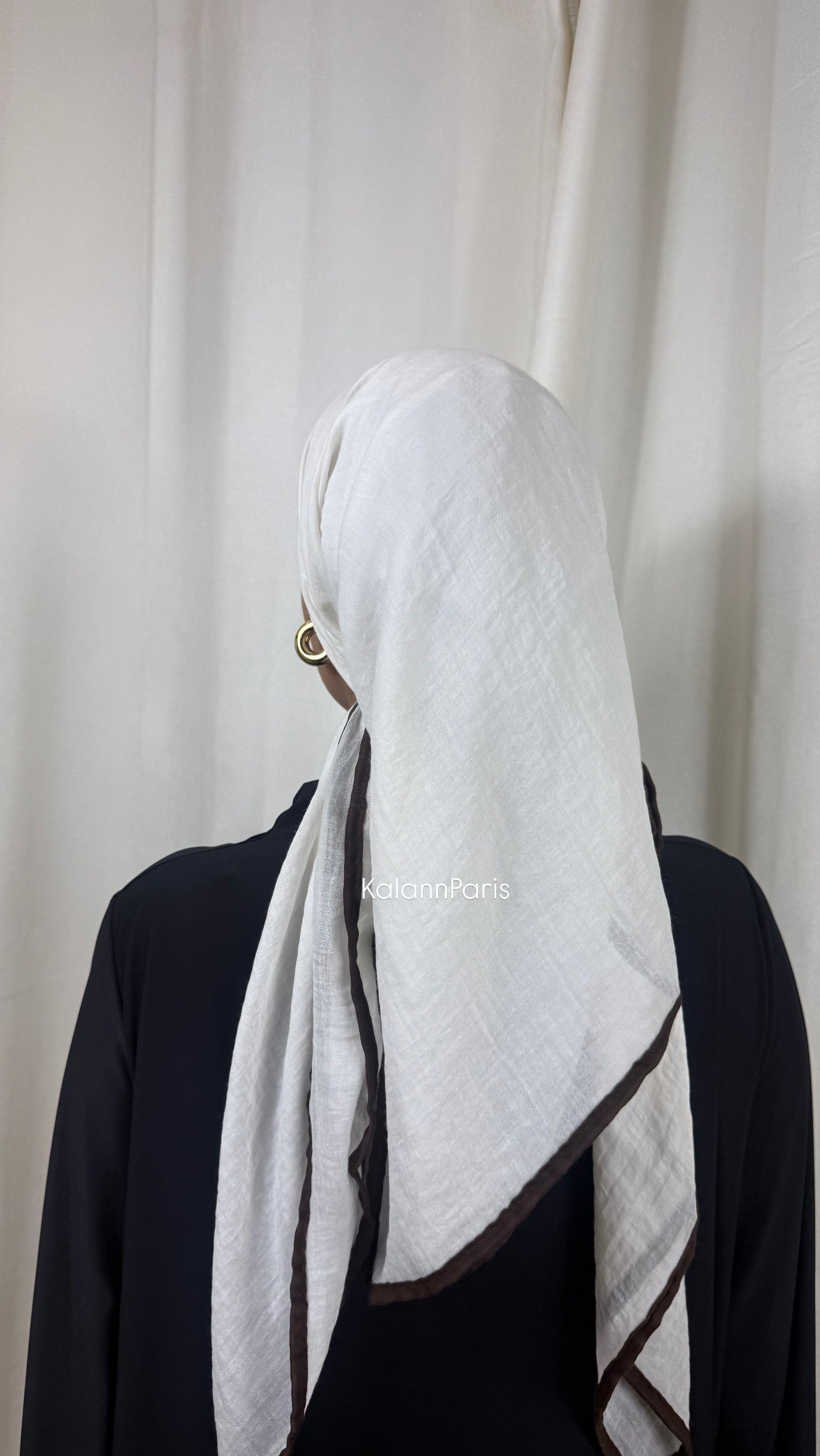 CARRÉ COTON BICOLORE - BLANC MARRON