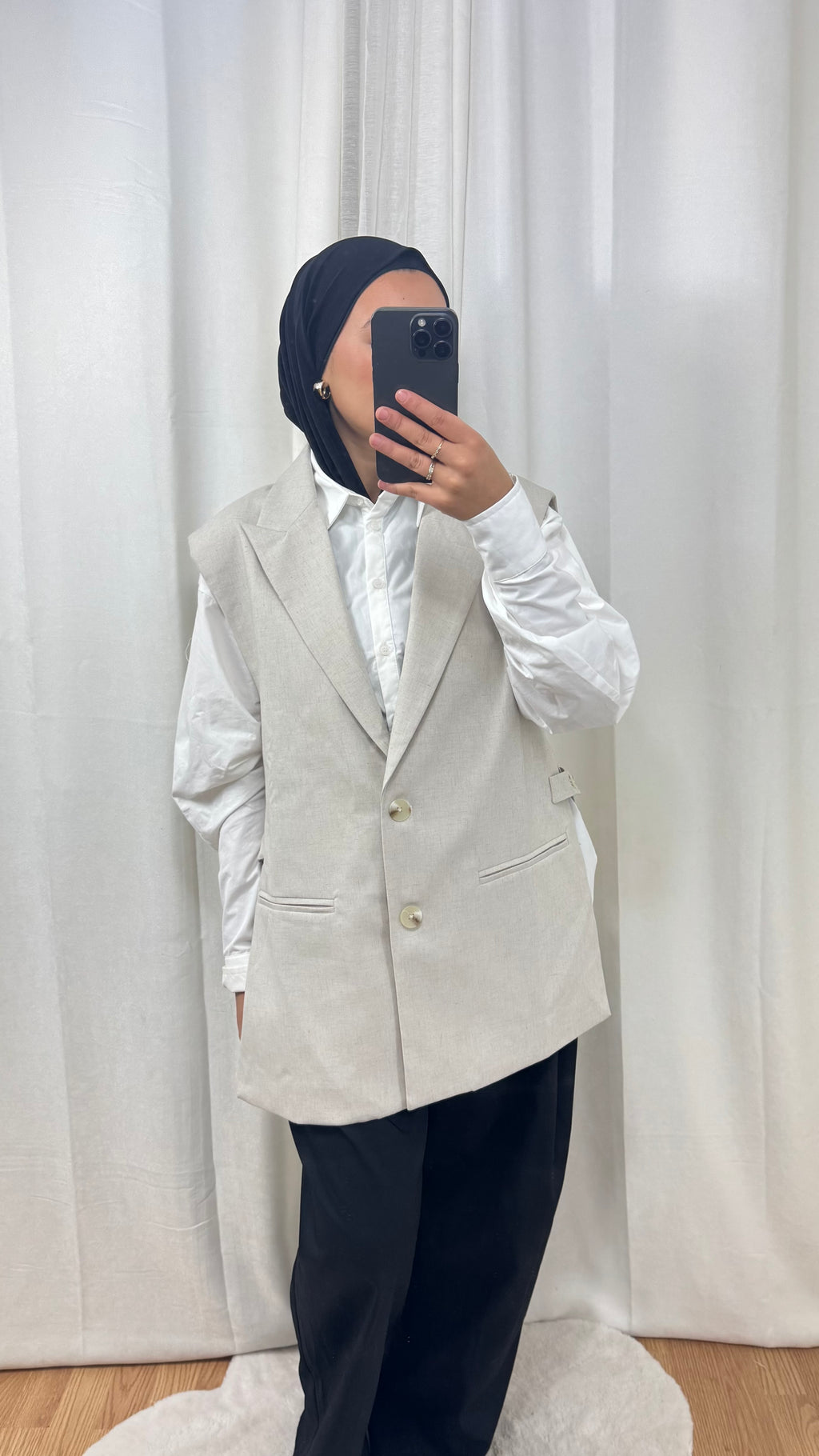 BLAZER SANS MANCHE - BEIGE