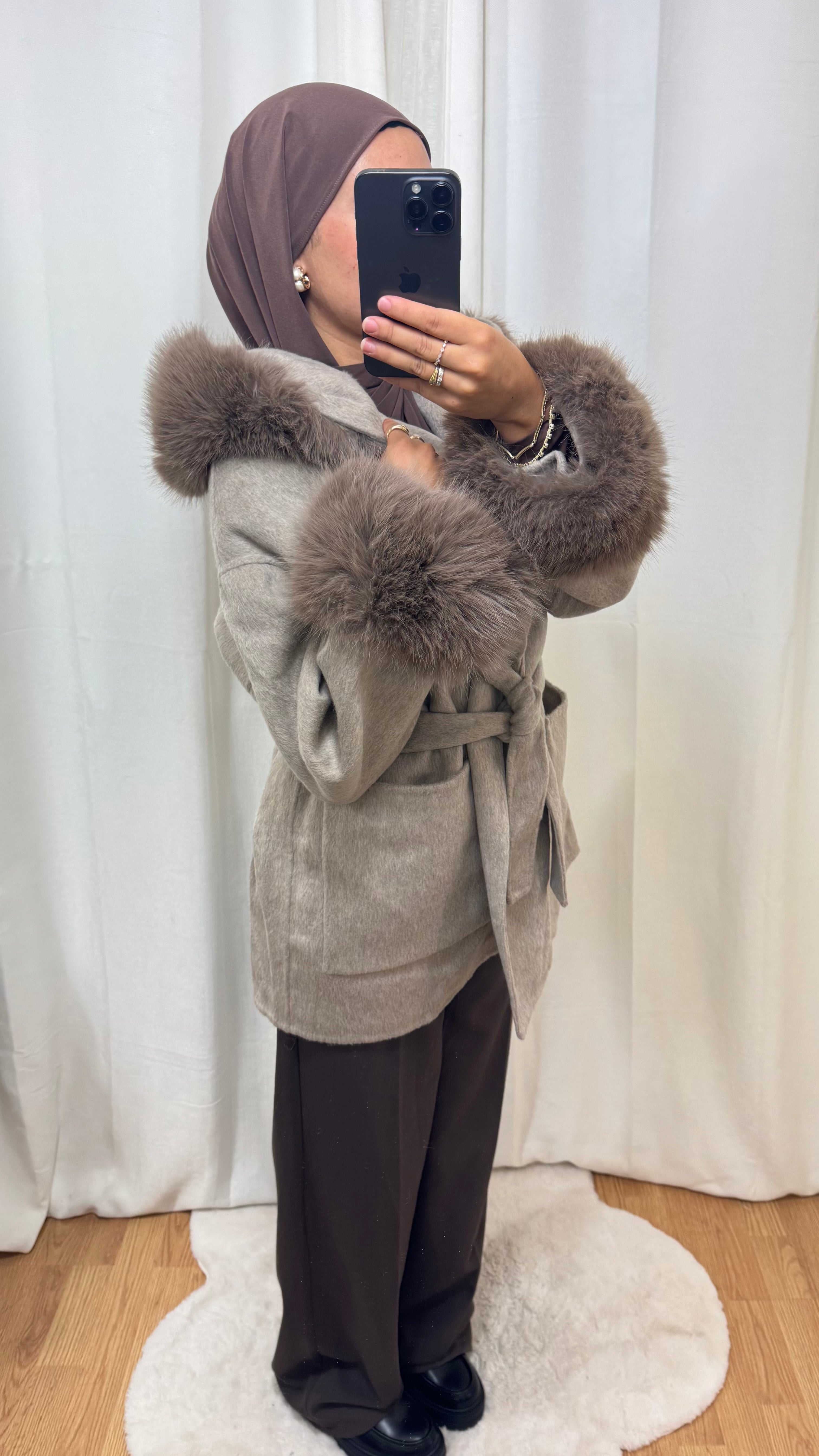 MANTEAU EN LAINE - BEIGE