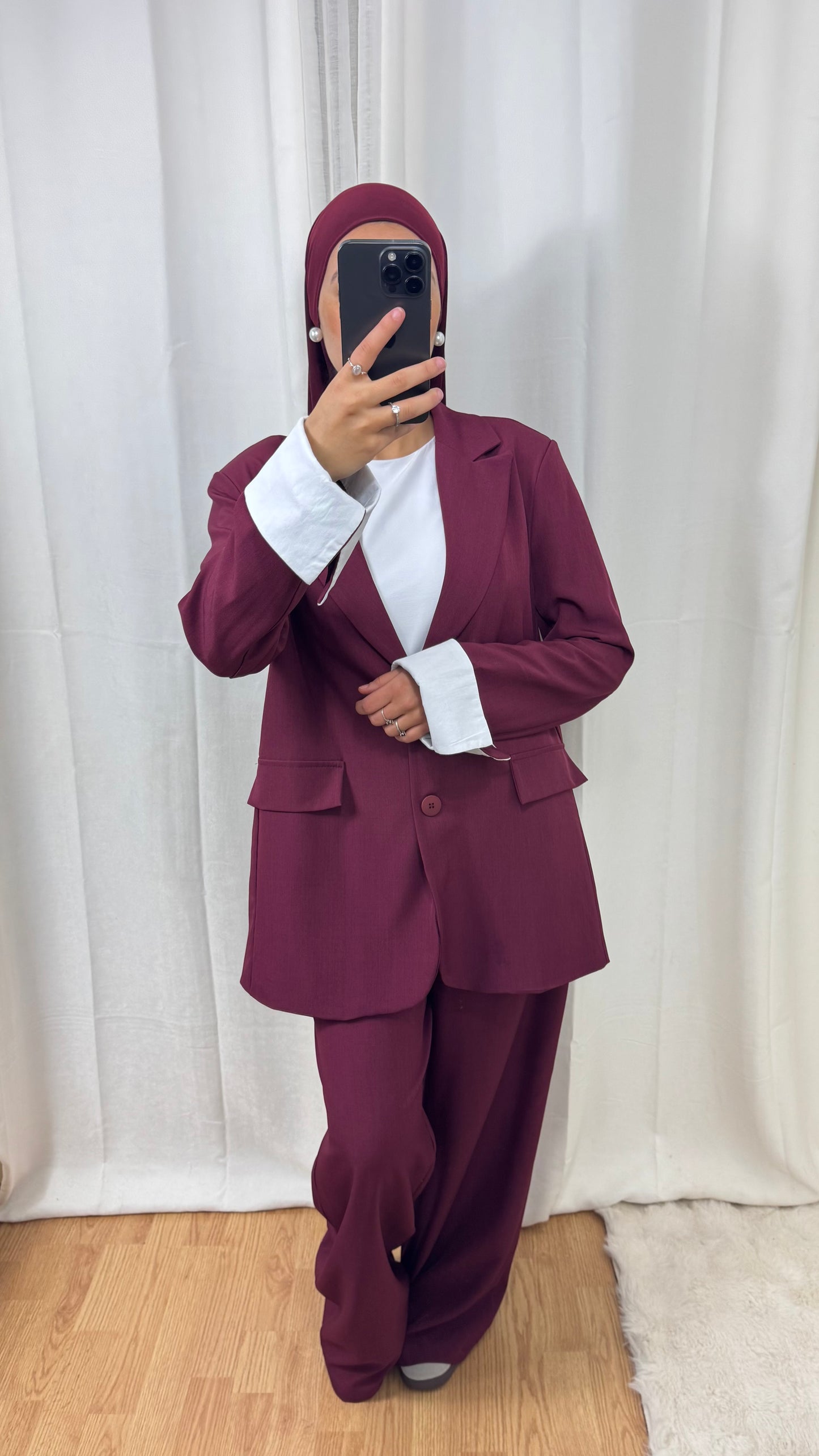 ENSEMBLE BLAZER PANTALON - BORDEAU