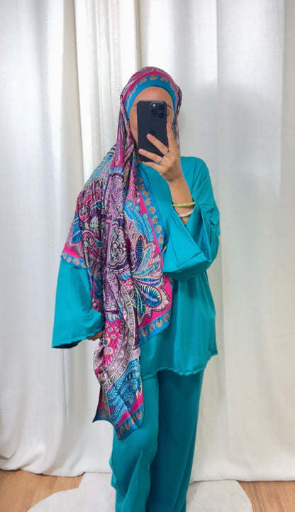 HIJAB RECTANGLE DE SOIE - ROSE