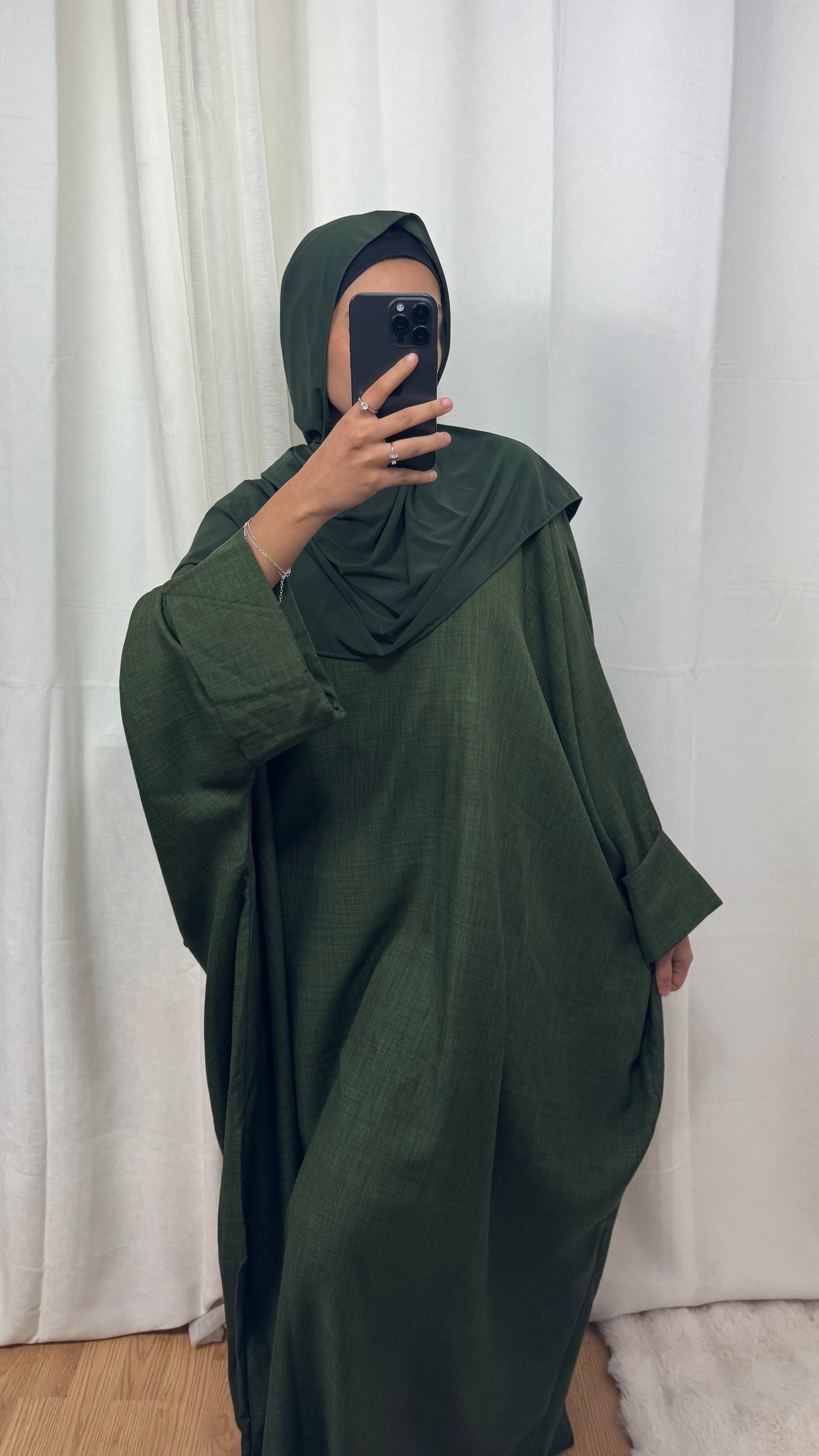 ABAYA SAOUDIENNE EFFET LIN - KAKI