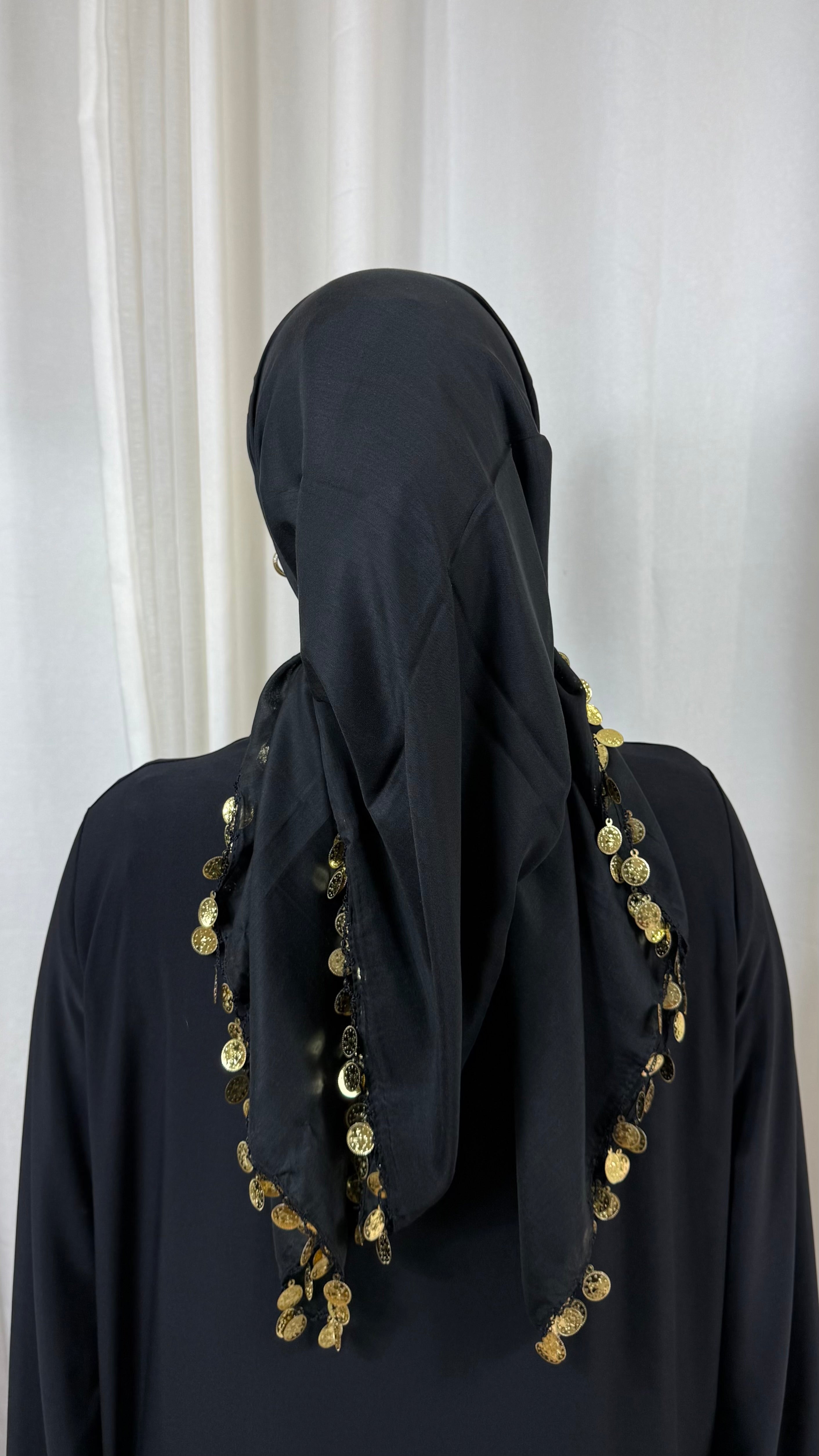 CARRÉ COTON BIJOUX - NOIR DORÉ