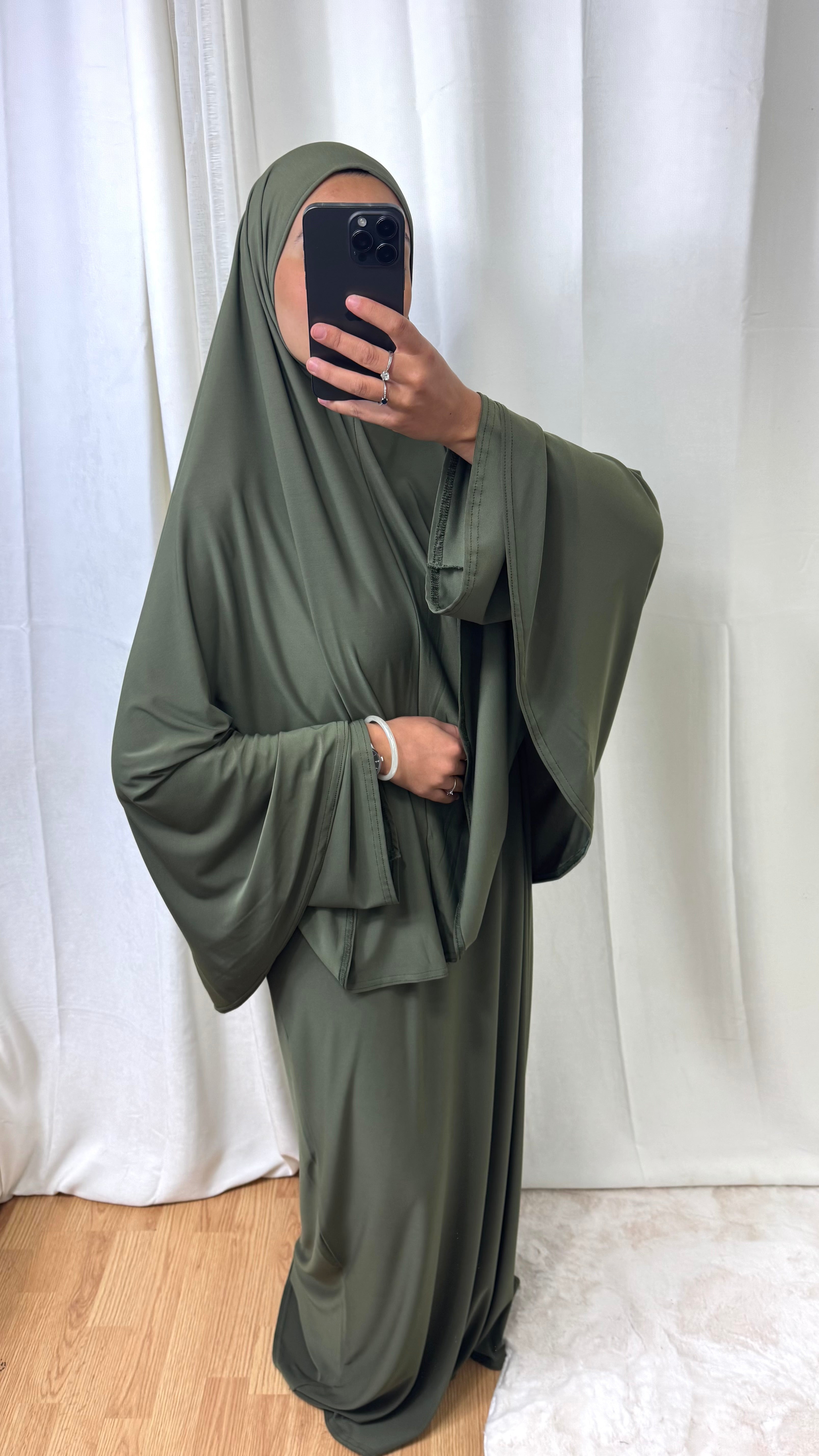 SET ABAYA KHIMAR JERSEY PREMIUM DE LUXE - KAKI