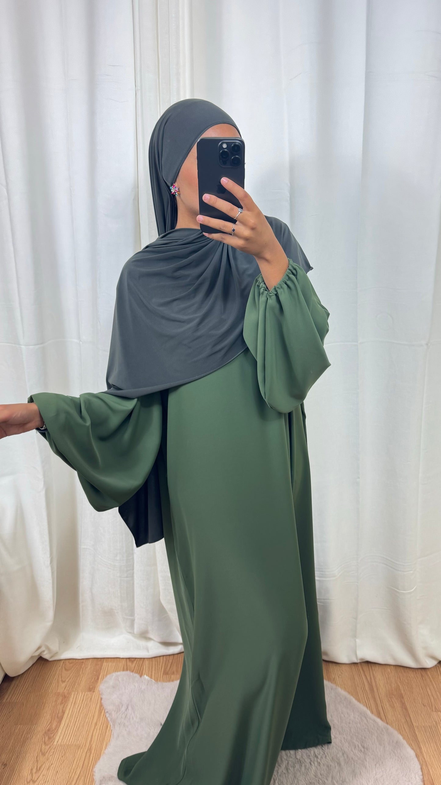 ABAYA MANCHE BALLON - KAKI