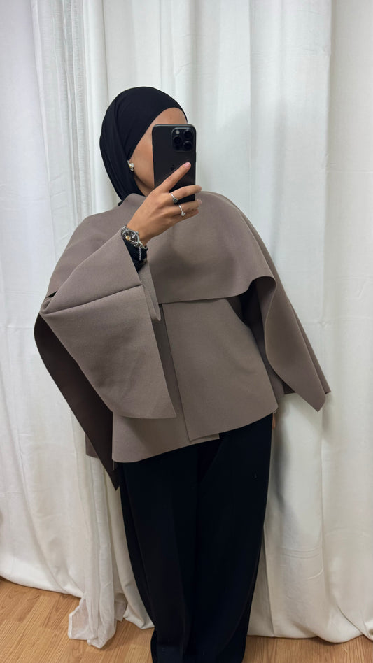 VESTE CAPE - TAUPE