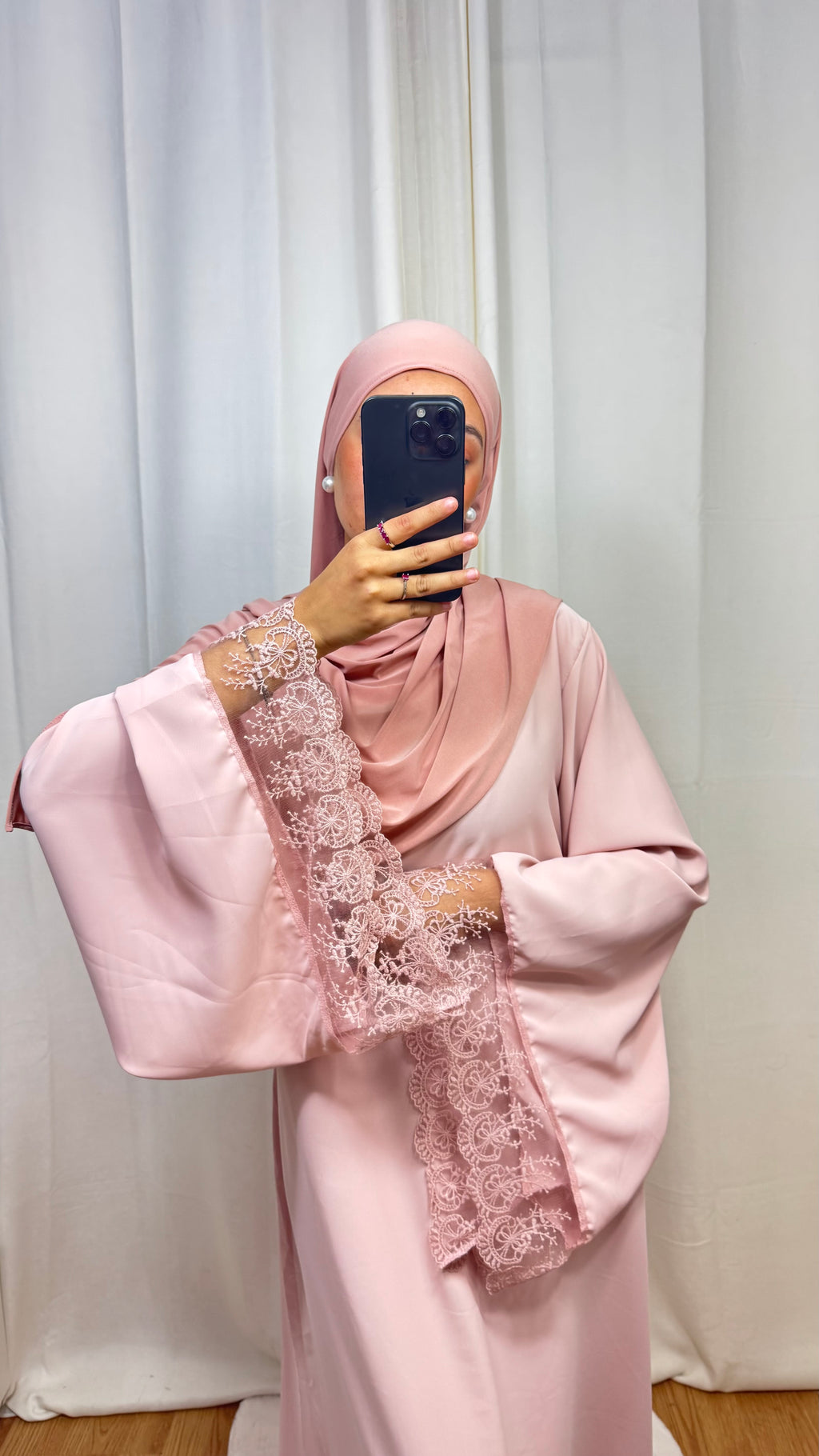 ABAYA DENTELLE - ROSE