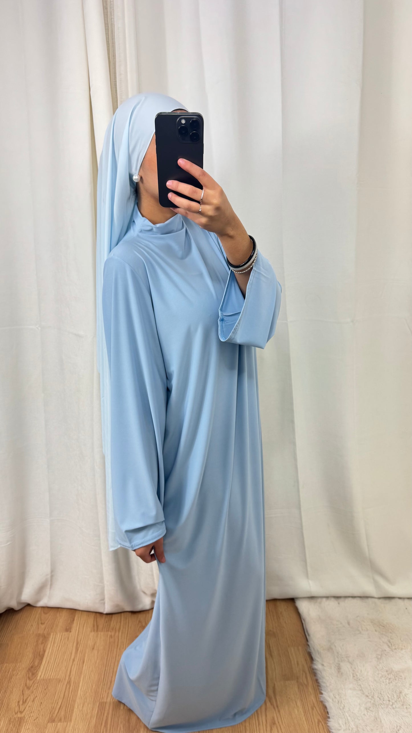 ABAYA JERSEY PREMIUM DE LUXE - BLEU CIEL