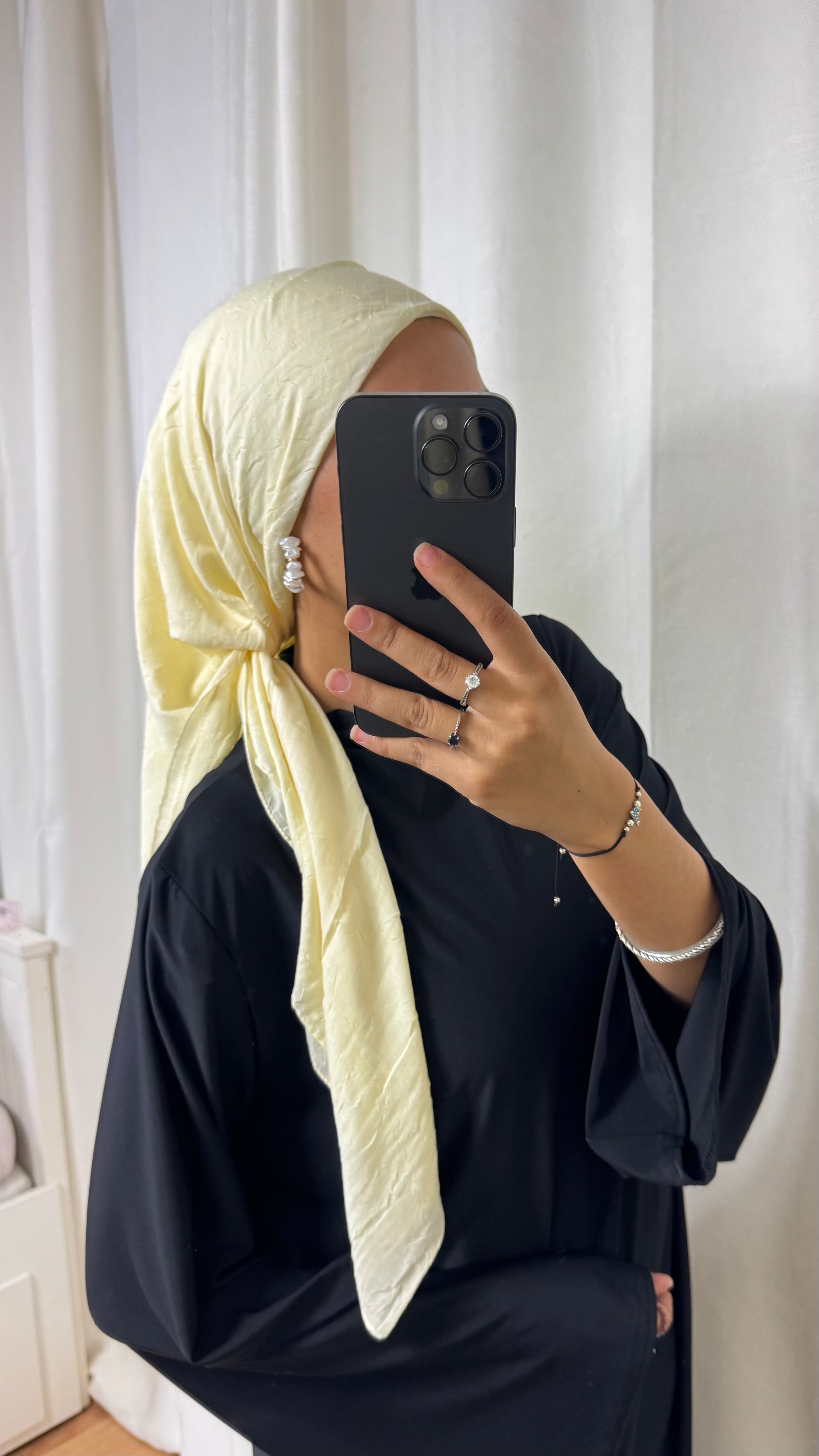 CARRÉ COTON BAMBOO - JAUNE PÂLE
