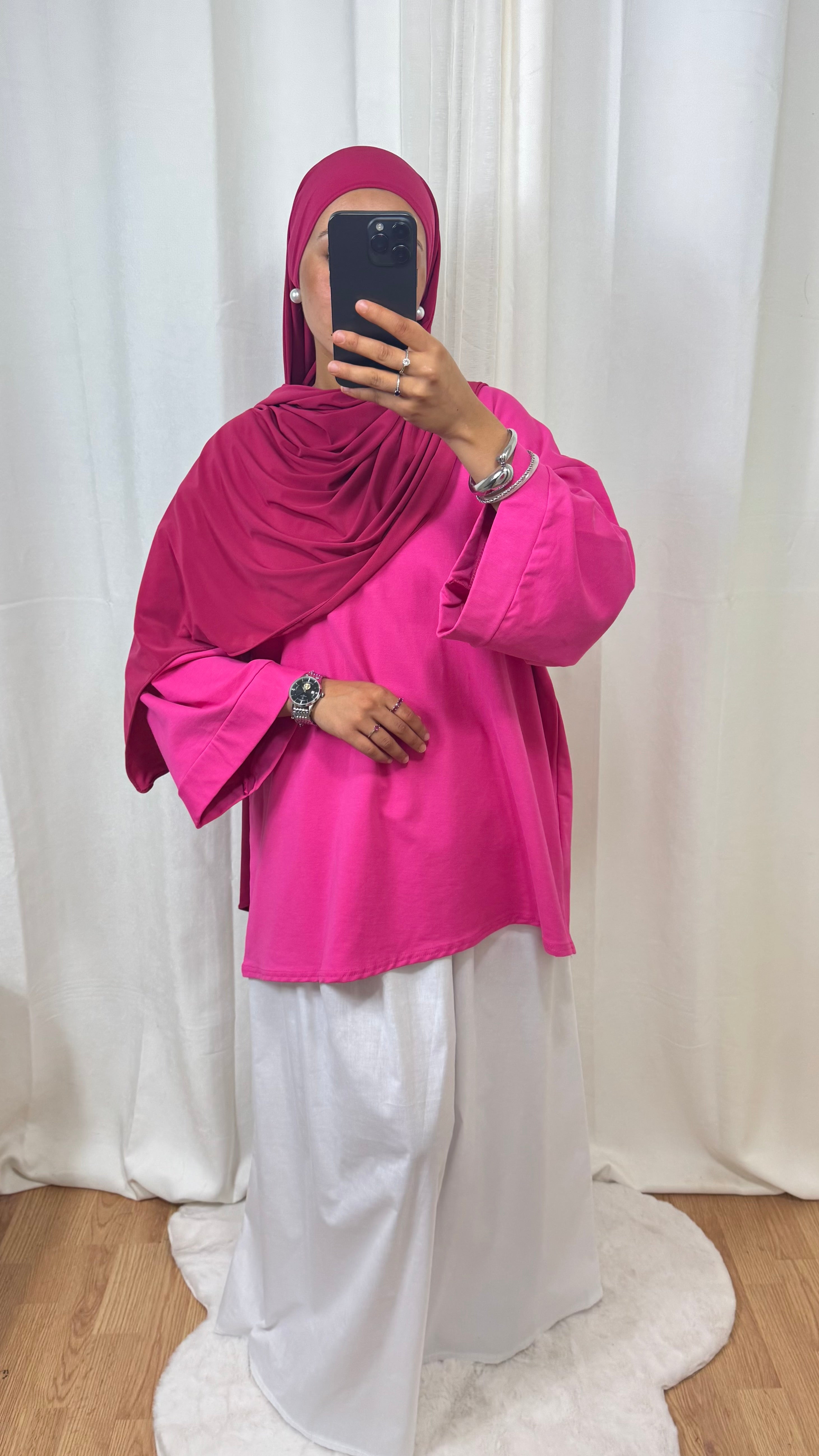 T-SHIRT MANCHE LONGUE - ROSE FUSHIA