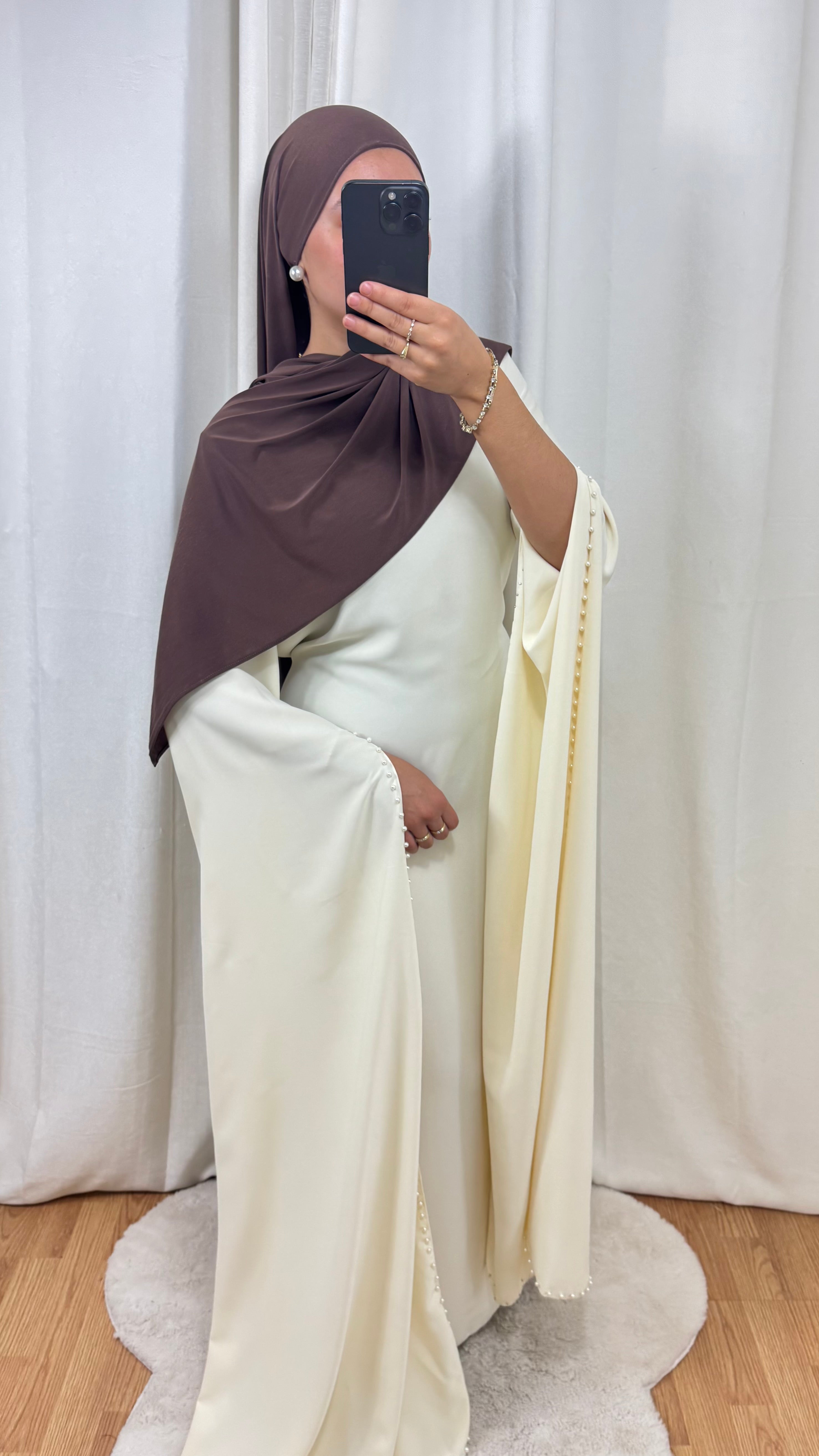 ABAYA PERLES - ÉCRU