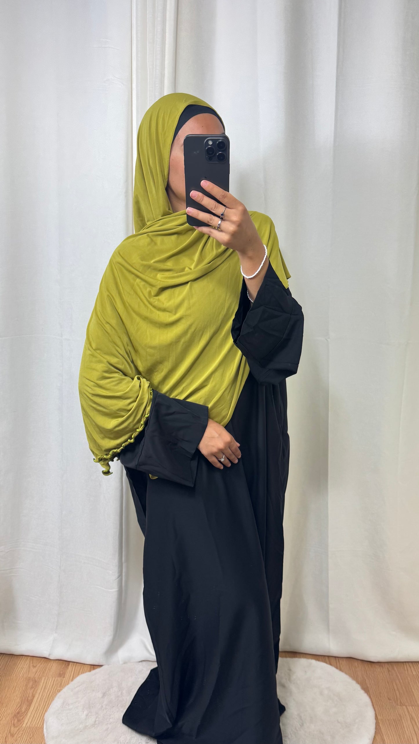 JERSEY PREMIUM BOUCLE SATIN - VERT OLIVE