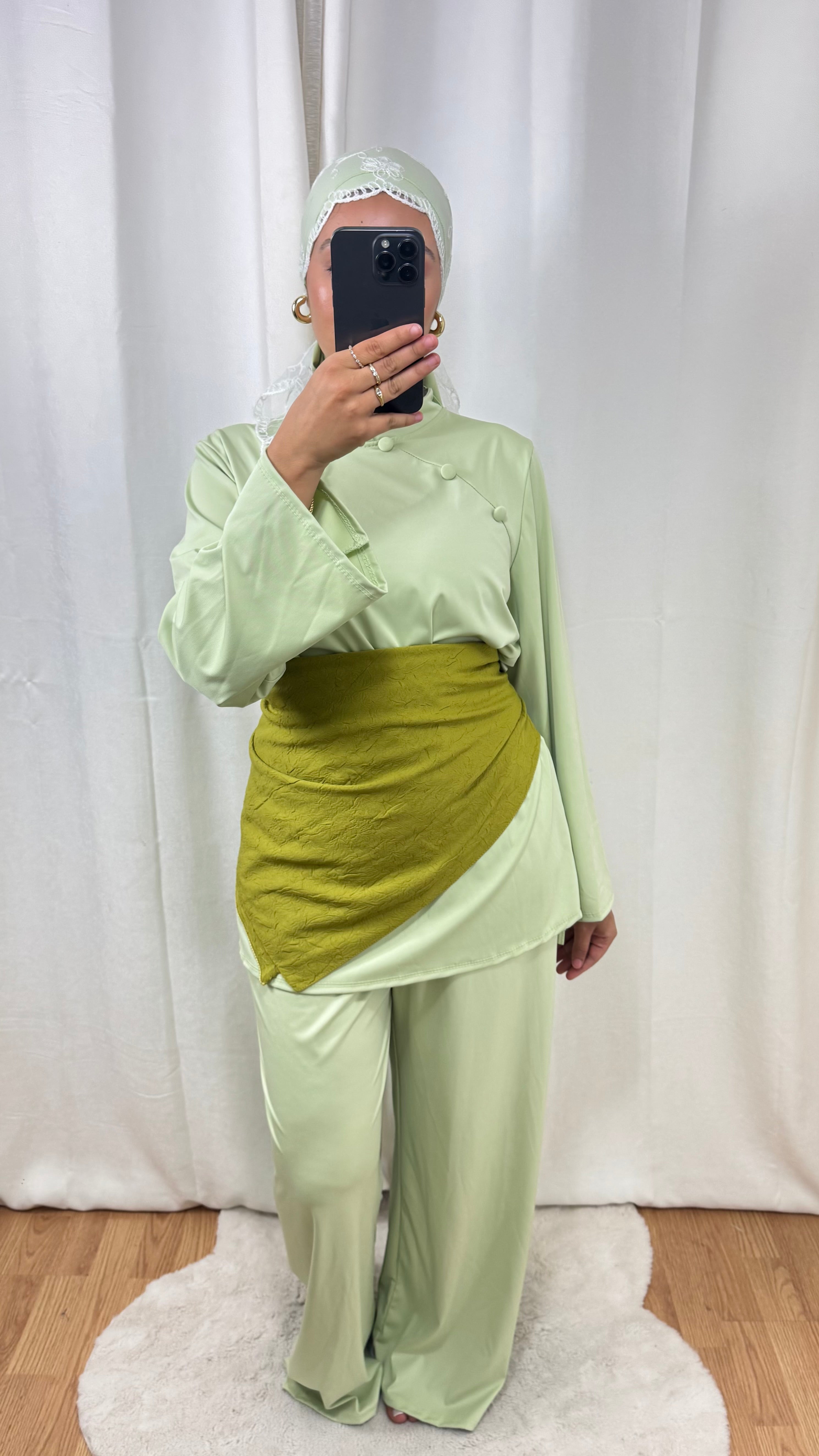 BURKINI COL MÂO + HIJAB - VERT D’EAU
