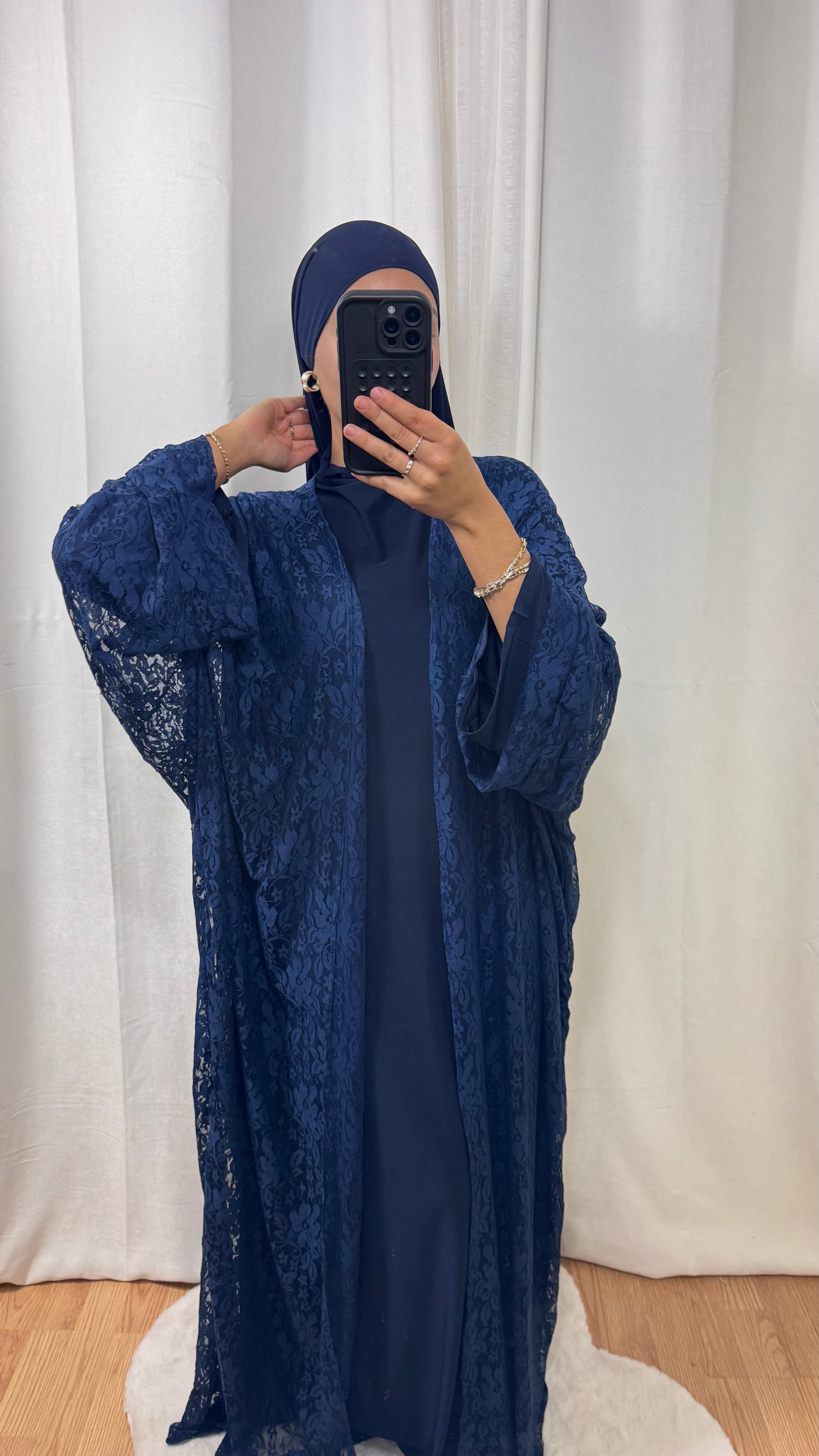 CRÉATION KIMONO DENTELLE - BLEU MARINE