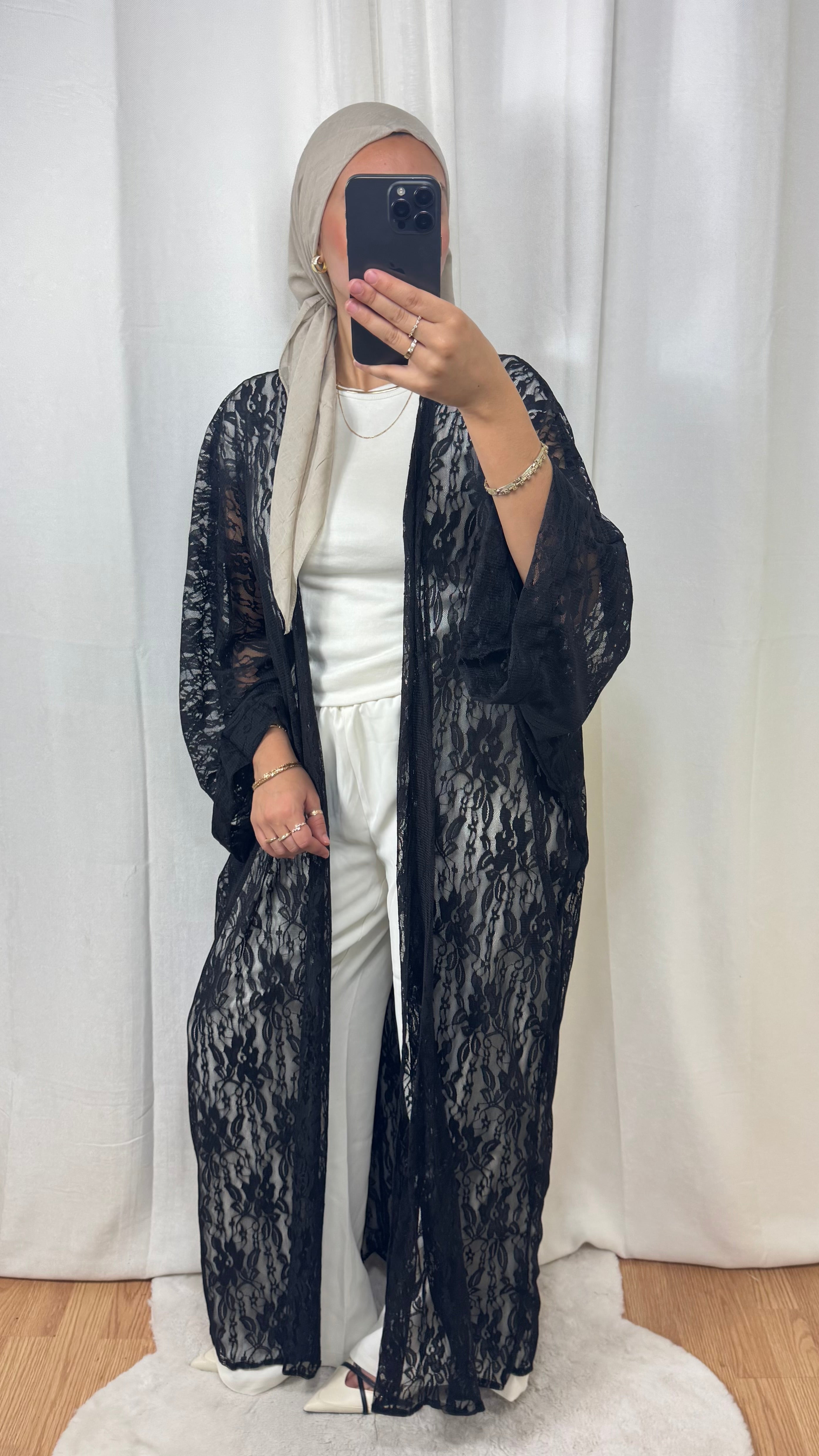 CRÉATION KIMONO DENTELLE - NOIR