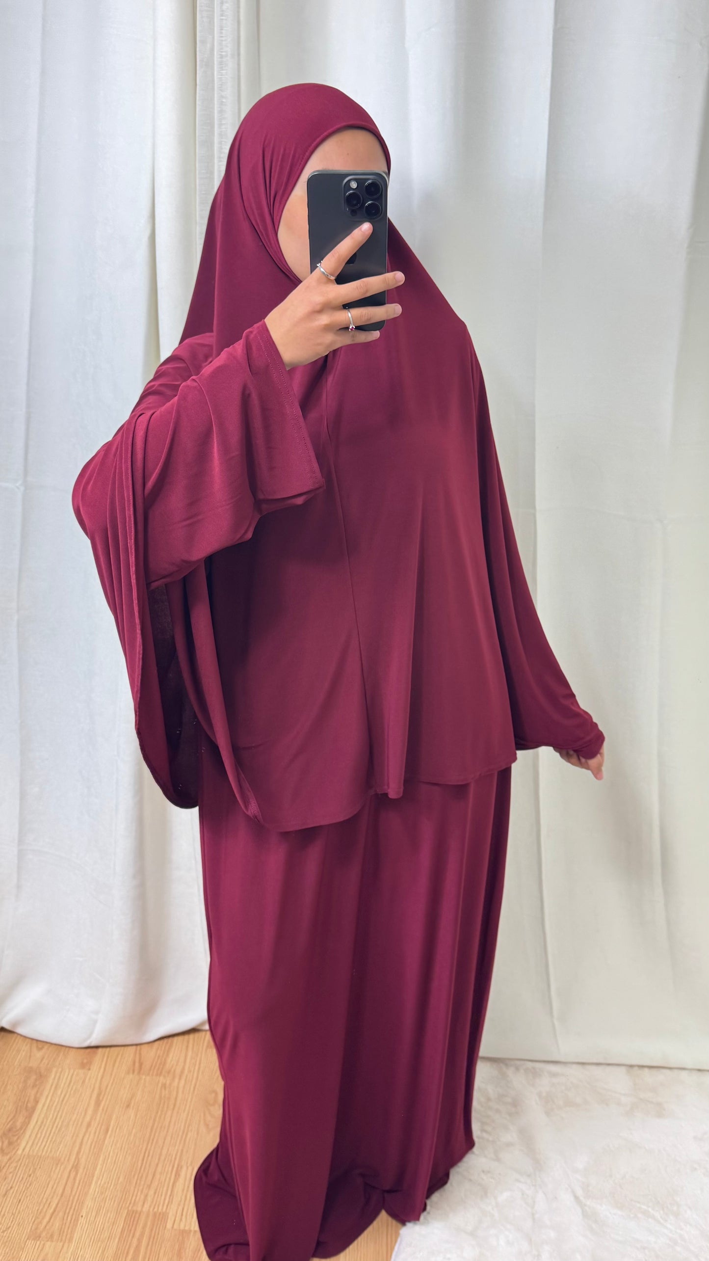 SET ABAYA KHIMAR JERSEY PREMIUM DE LUXE - BORDEAUX