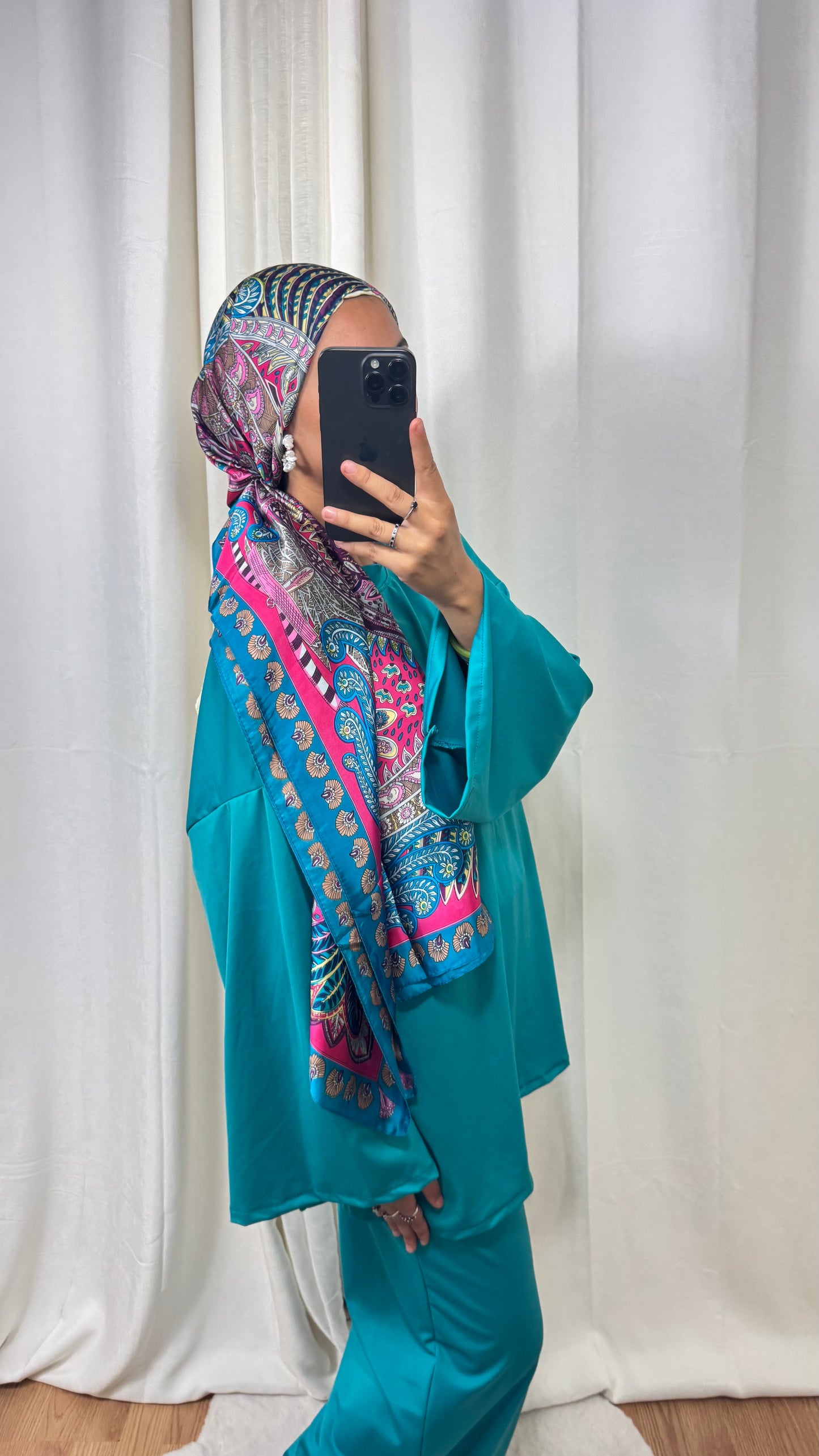 HIJAB RECTANGLE DE SOIE - ROSE