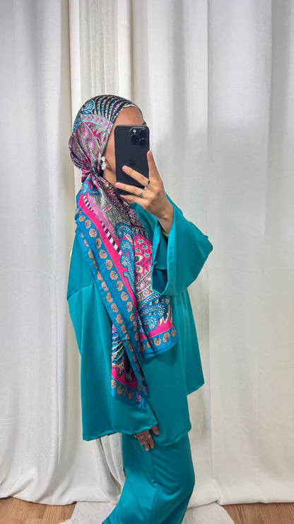 HIJAB RECTANGLE DE SOIE - ROSE