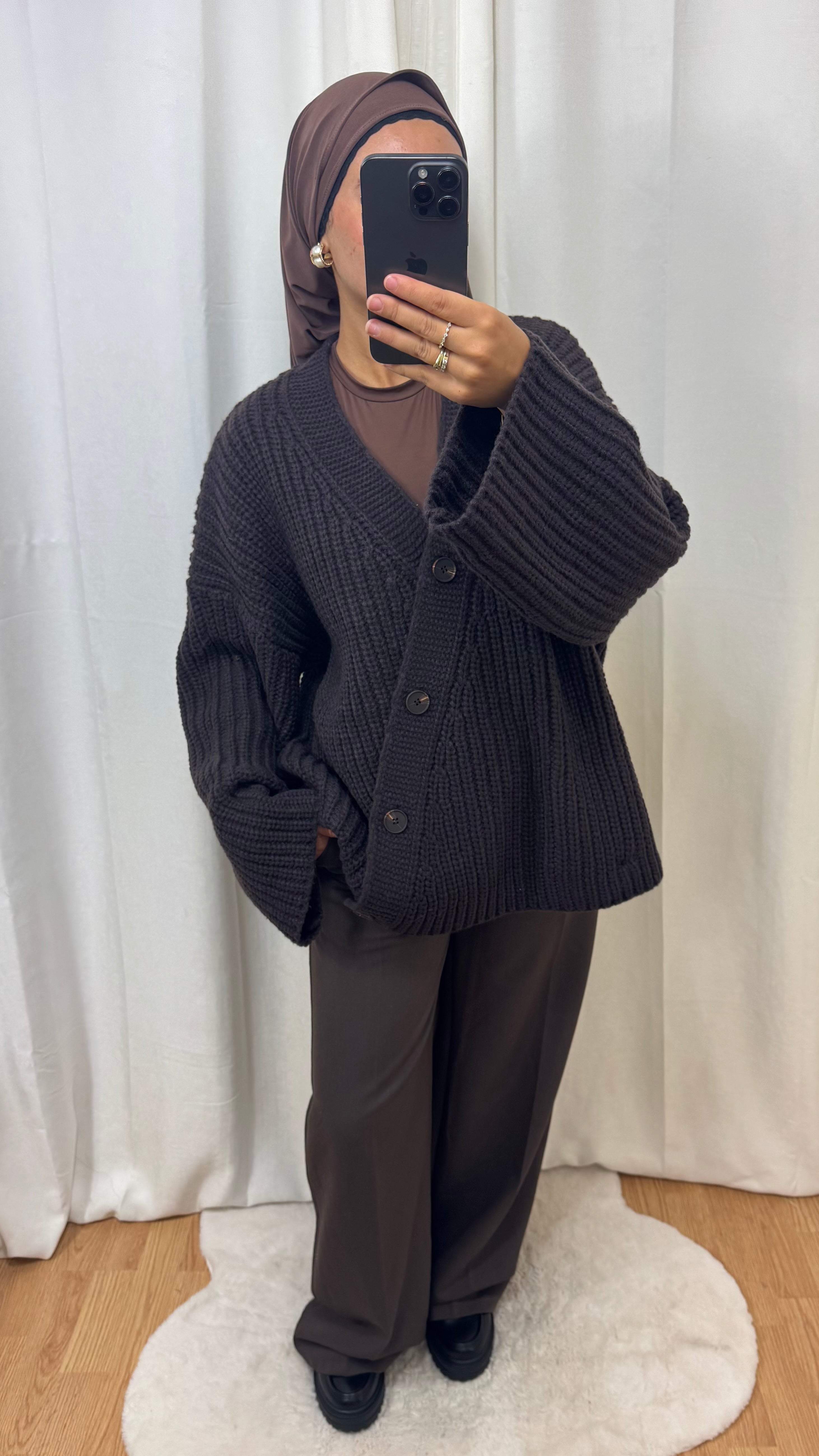 CARDIGAN CŒUR - BRUN