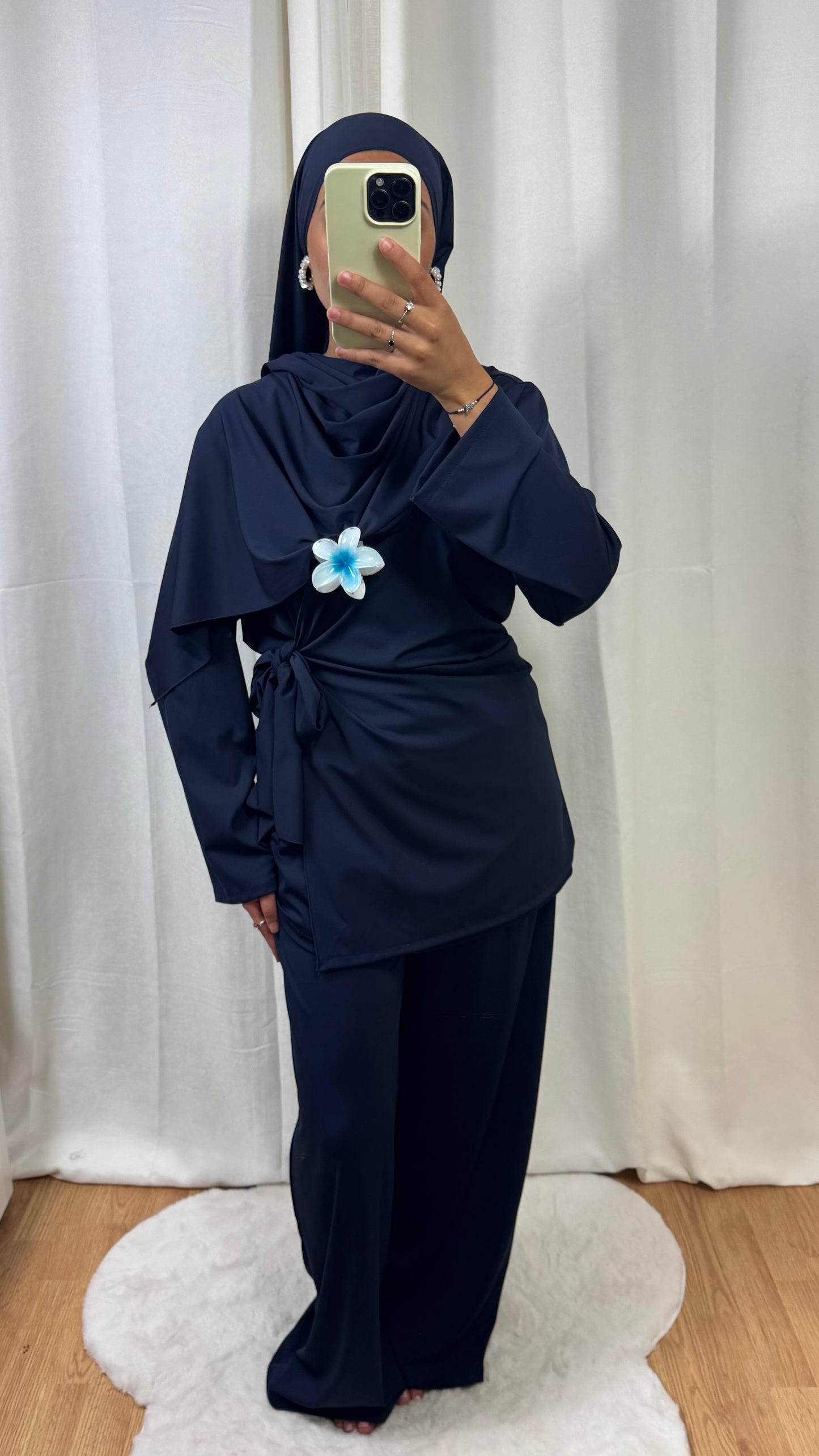 BURKINI À NOUER + HIJAB - BLEU MARINE