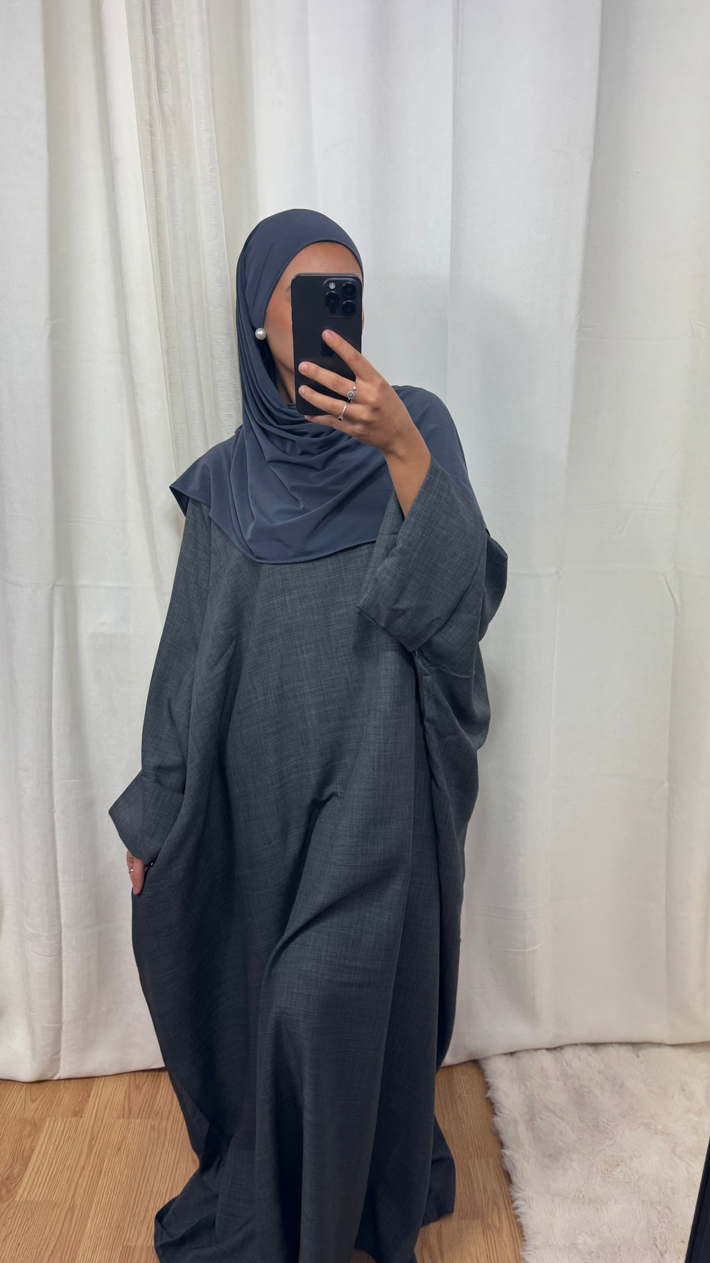 ABAYA SAOUDIENNE EFFET LIN - GRIS