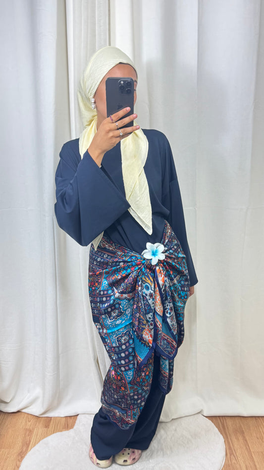 HIJAB RECTANGLE DE SOIE - BLEU MARINE