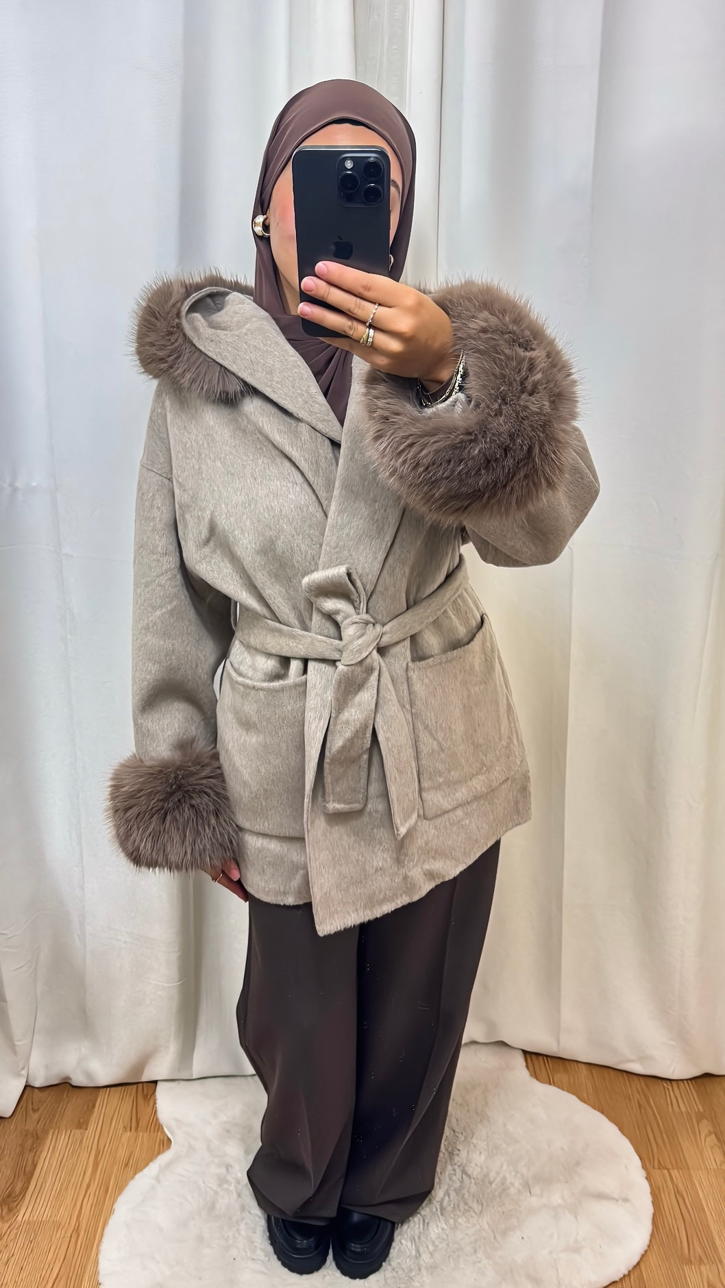 MANTEAU EN LAINE - BEIGE