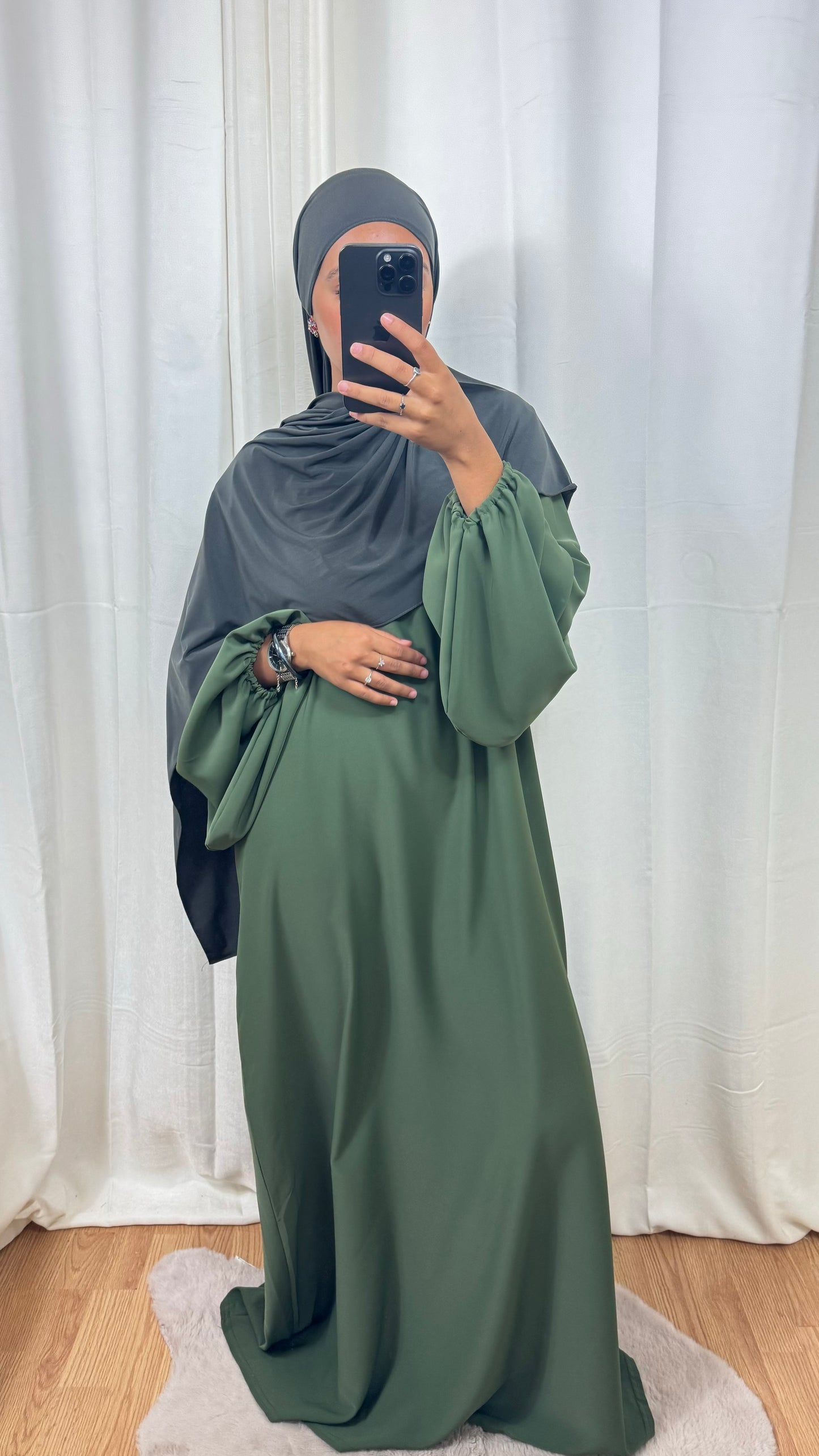 ABAYA MANCHE BALLON - KAKI