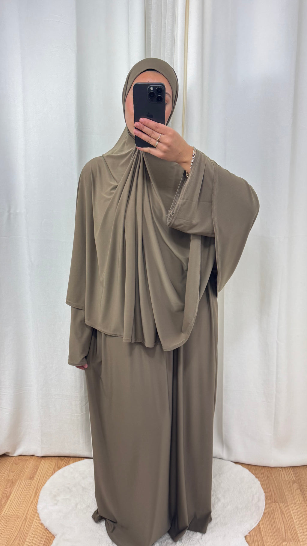 SET ABAYA KHIMAR JERSEY PREMIUM DE LUXE - CACHEMIR