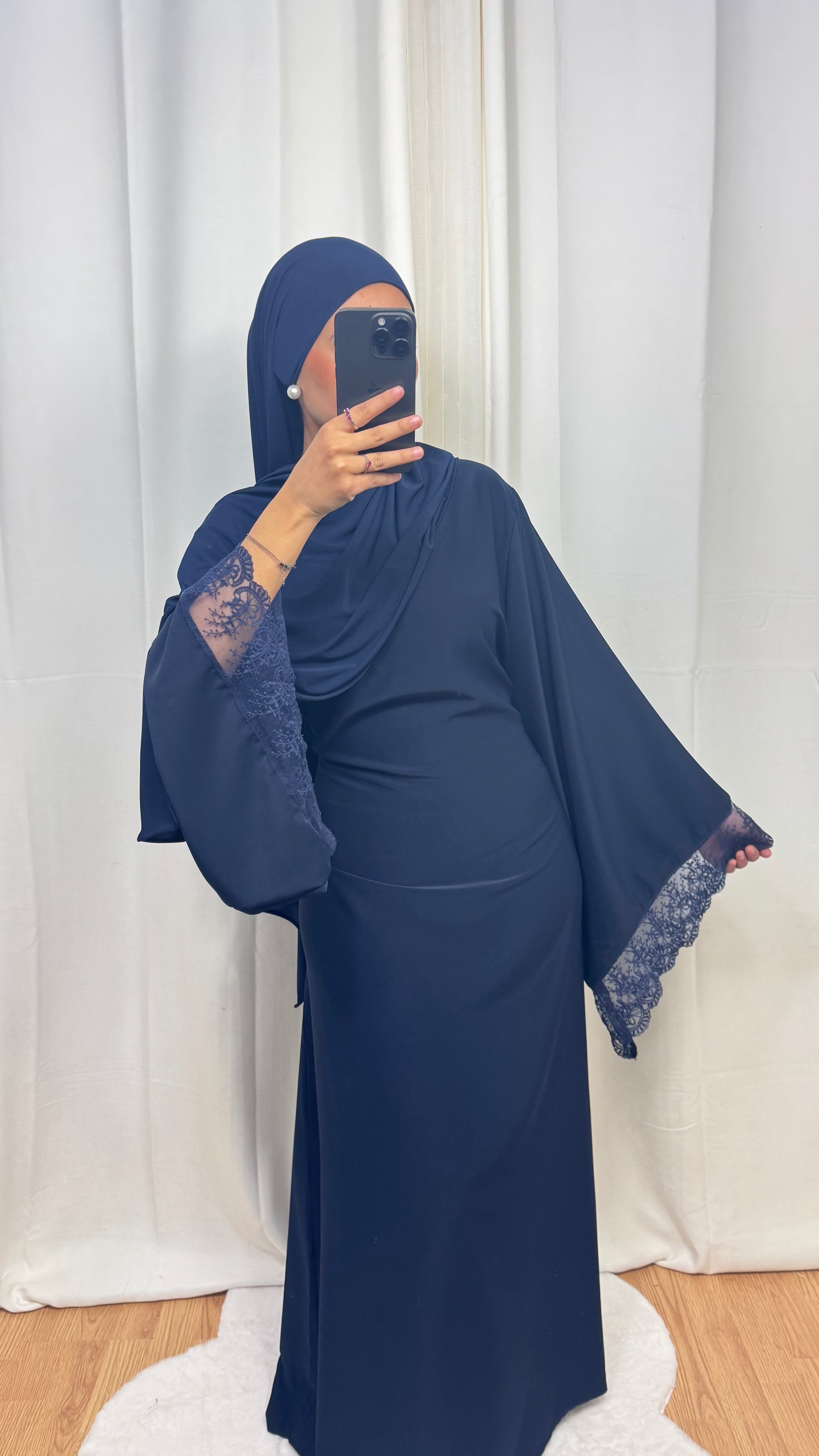 ABAYA DENTELLE - BLEU MARINE