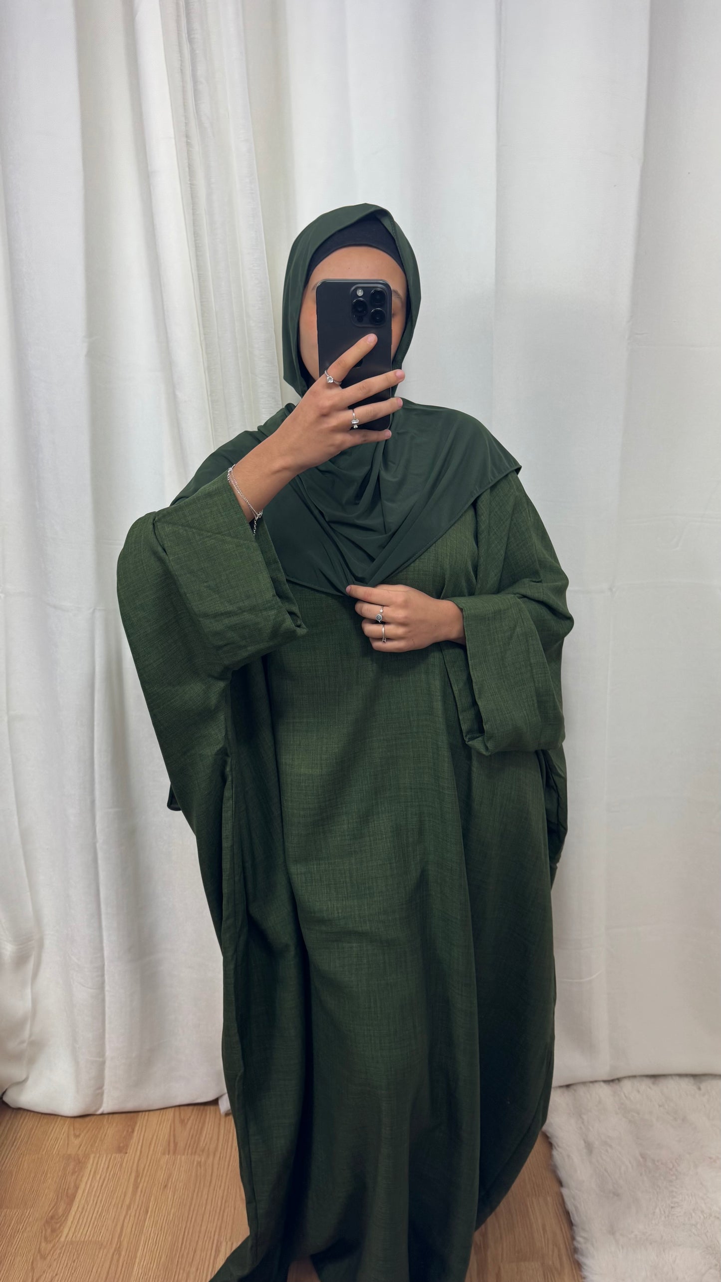 ABAYA SAOUDIENNE EFFET LIN - KAKI