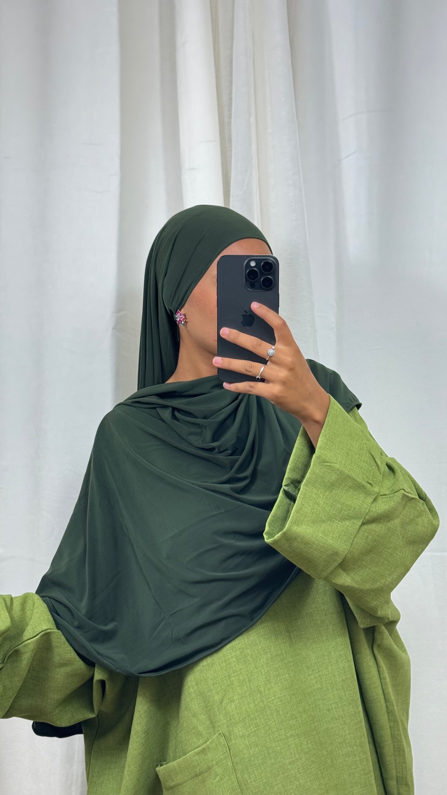 HIJAB JERSEY PREMIUM  - VERT BOUTEILLE